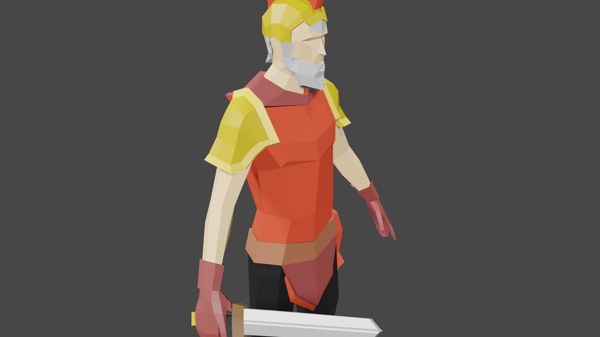 low poly warrior game ready man in costume holding sword Low-poly 3D model_6