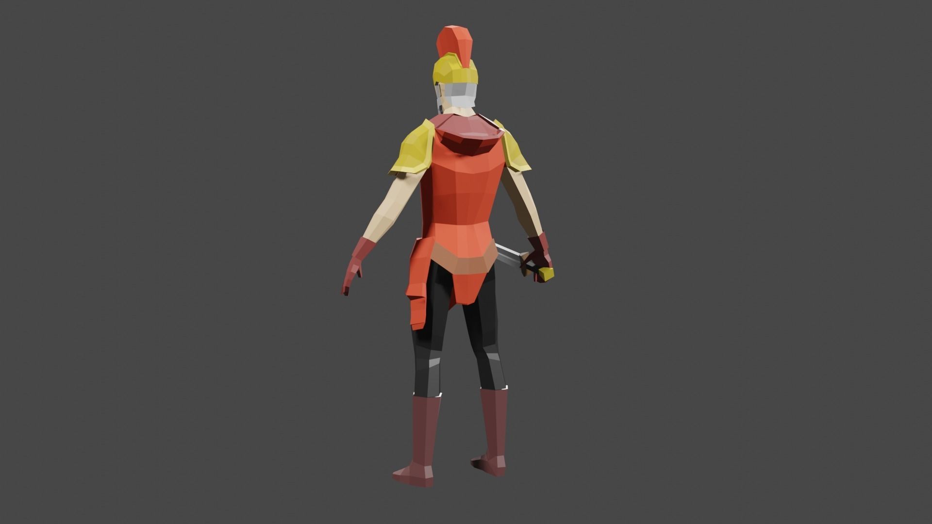 low poly warrior game ready man in costume holding sword Low-poly 3D model_4