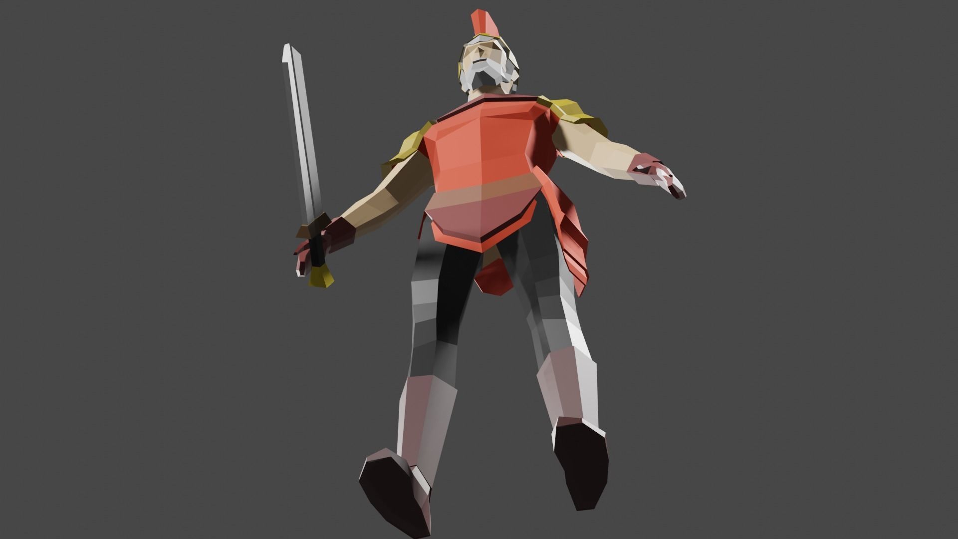 low poly warrior game ready man in costume holding sword Low-poly 3D model_5