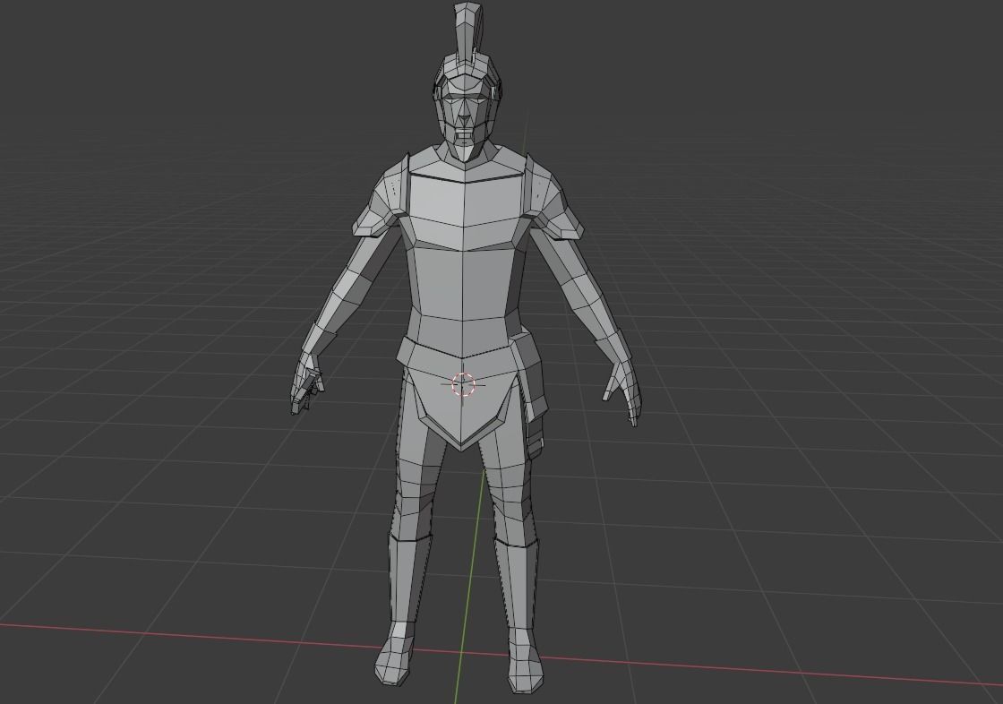 low poly warrior game ready man in costume holding sword Low-poly 3D model_1