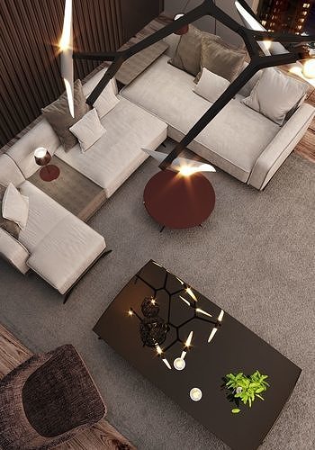 Mid-century interior scene 3D model 3D model 7