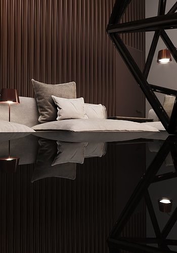 Mid-century interior scene 3D model 3D model 6