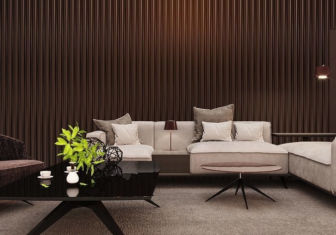 Mid-century interior scene 3D model 3D model 4