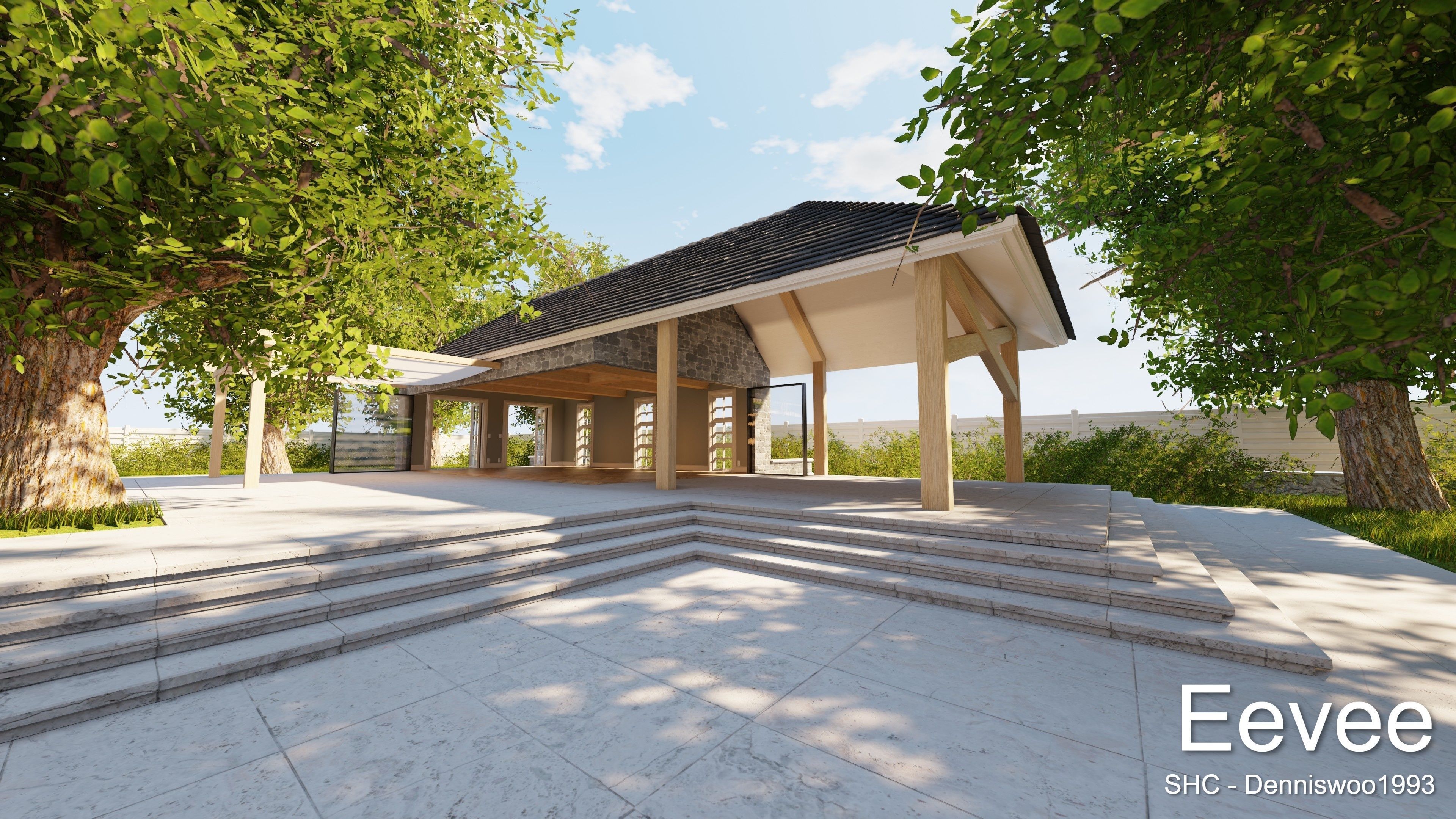 Large Mansion 2021 Blender Eevee and Cycles 1 without furniture Low-poly 3D model_30