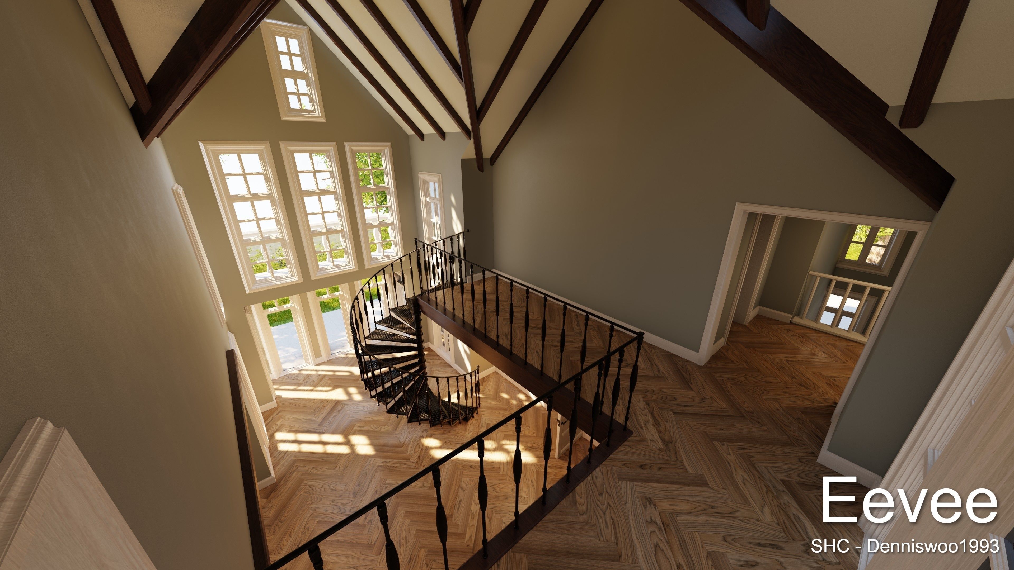 Large Mansion 2021 Blender Eevee and Cycles 1 without furniture Low-poly 3D model_50