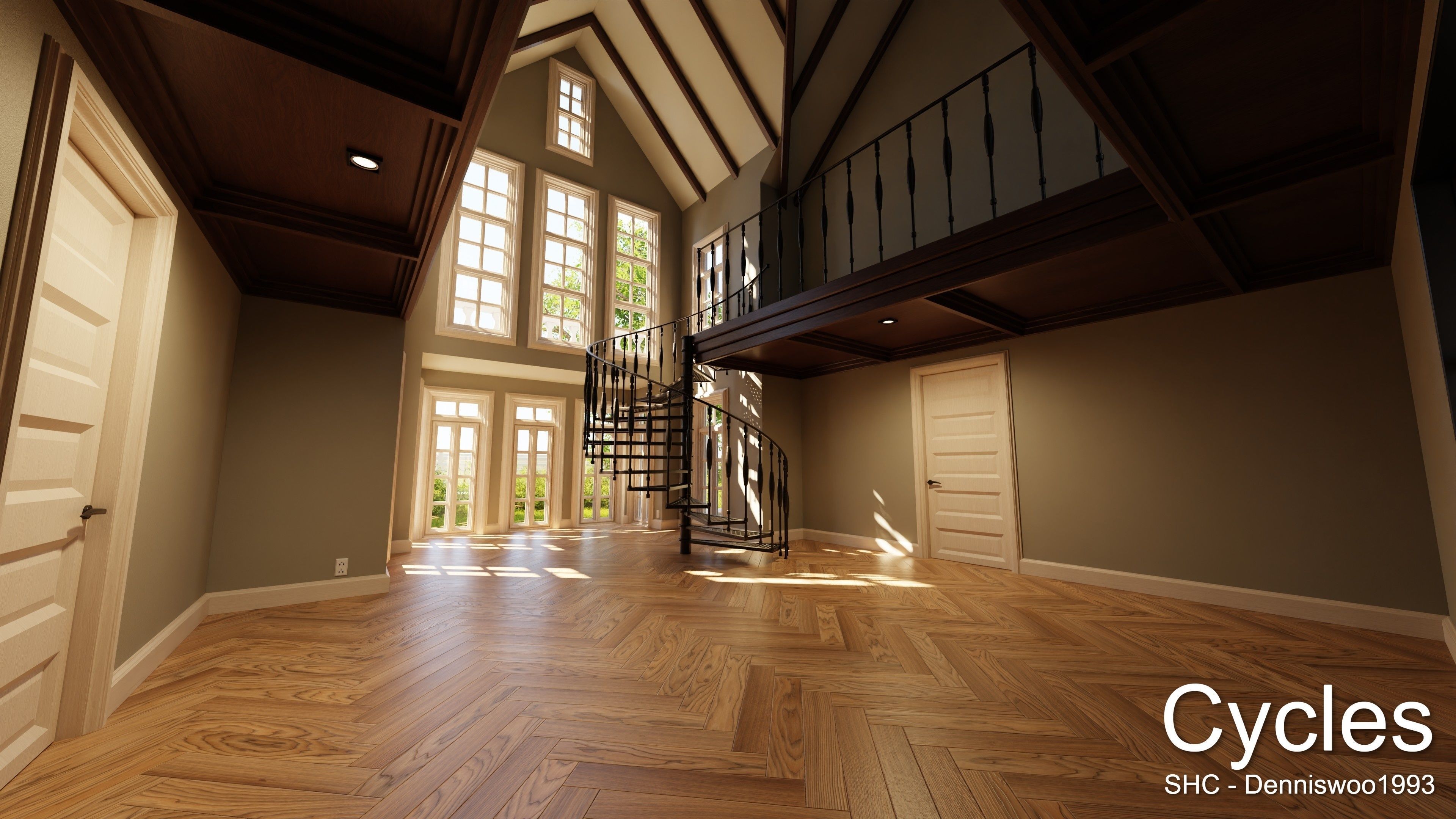 Large Mansion 2021 Blender Eevee and Cycles 1 without furniture Low-poly 3D model_4