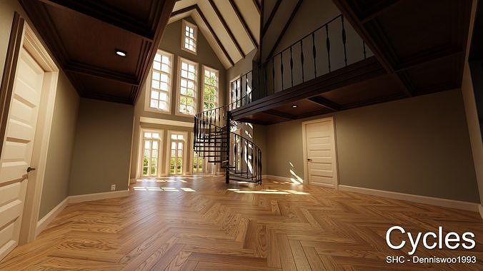 Large Mansion 2021 Blender Eevee and Cycles 1 without furniture Low-poly 3D model 4