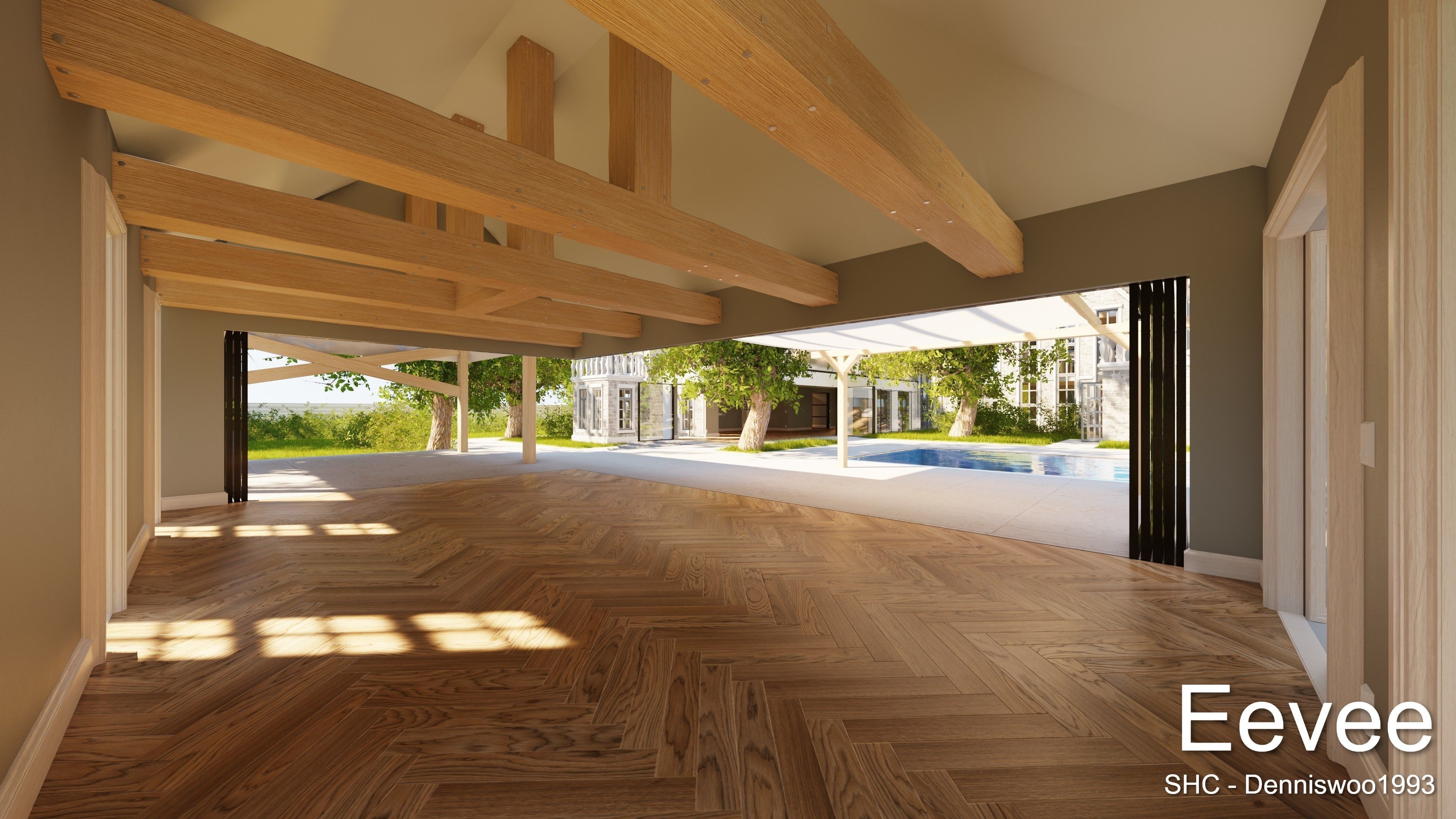 Large Mansion 2021 Blender Eevee and Cycles 1 without furniture Low-poly 3D model_31