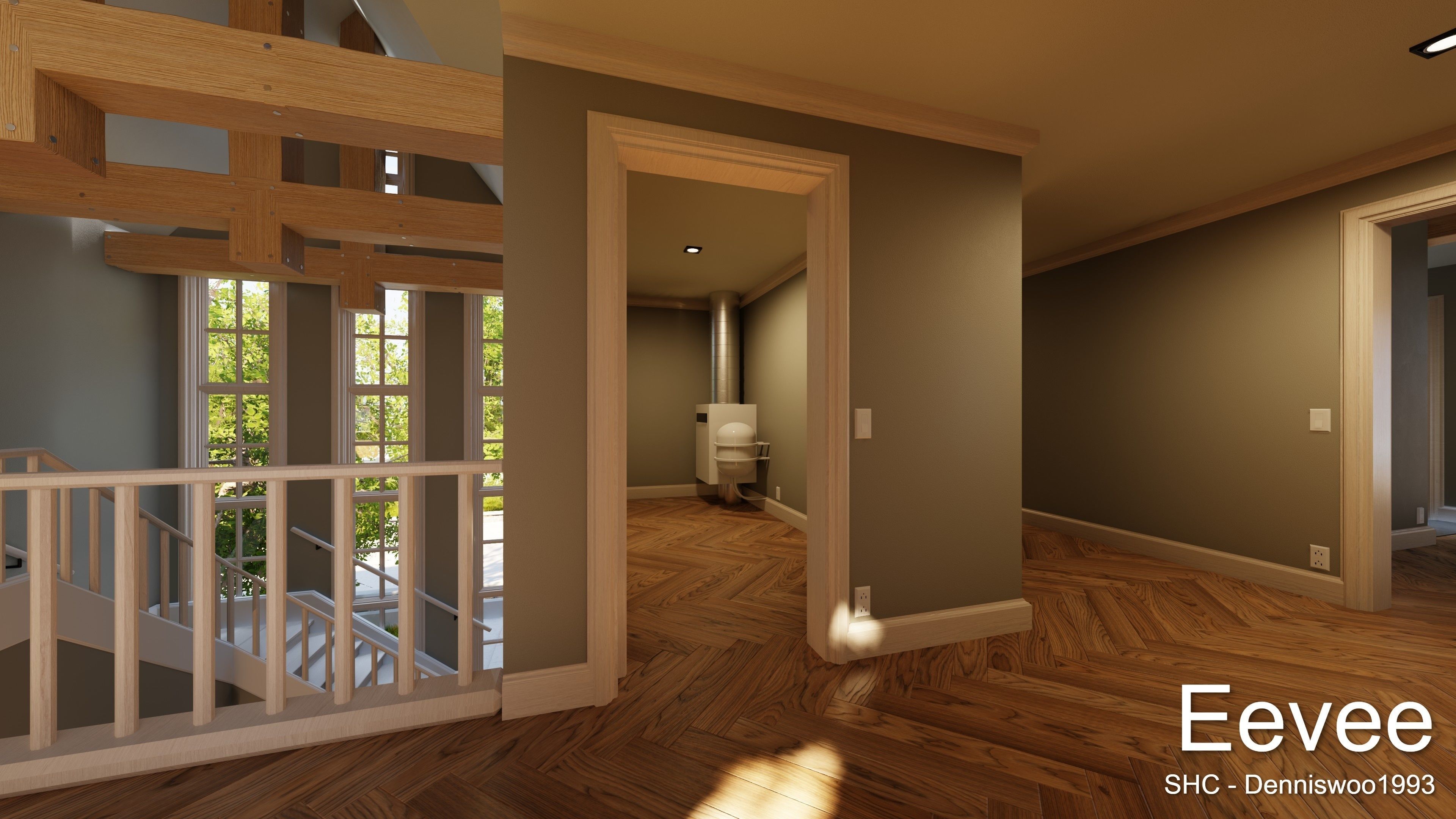 Large Mansion 2021 Blender Eevee and Cycles 1 without furniture Low-poly 3D model_55