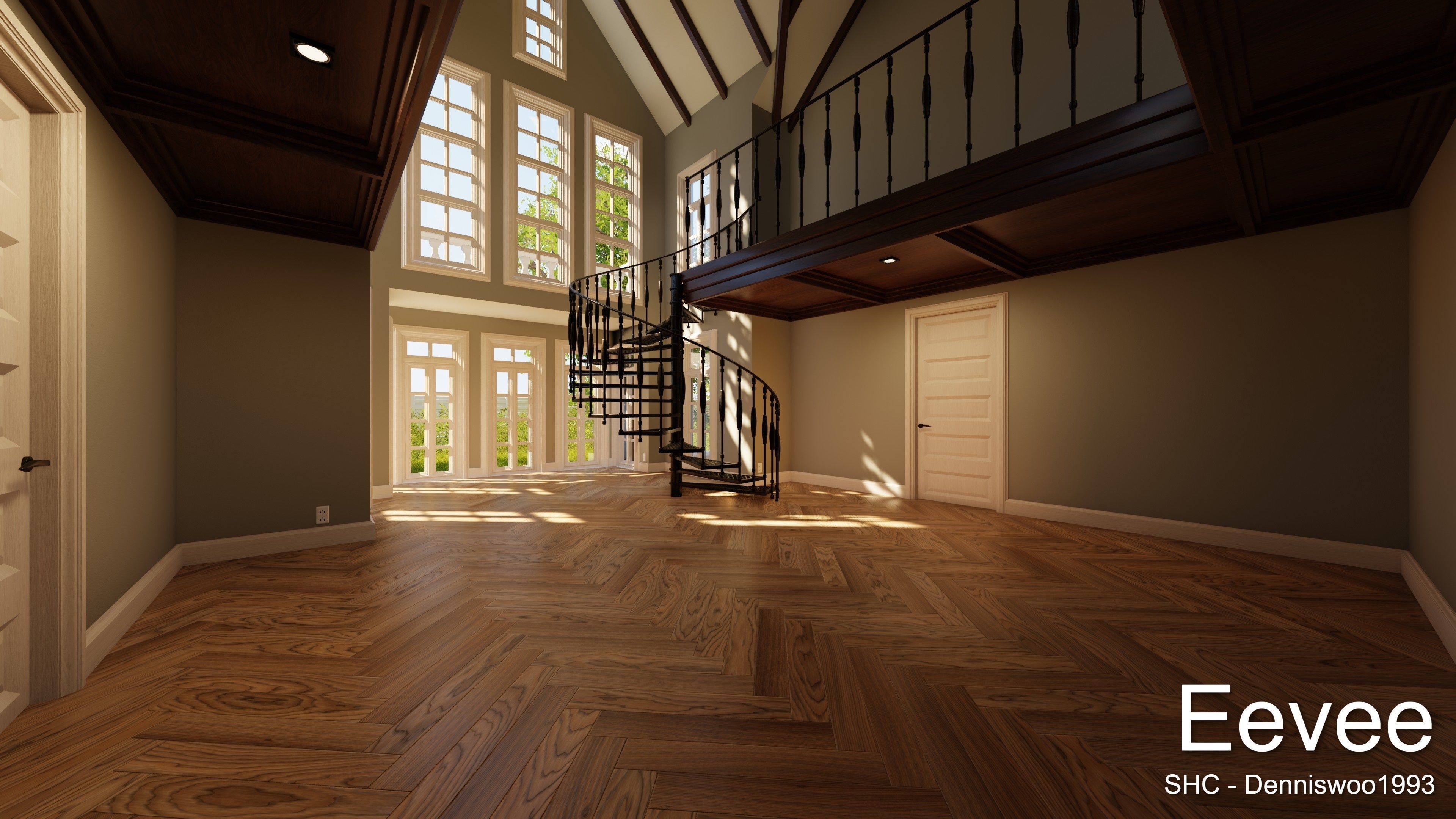 Large Mansion 2021 Blender Eevee and Cycles 1 without furniture Low-poly 3D model_33