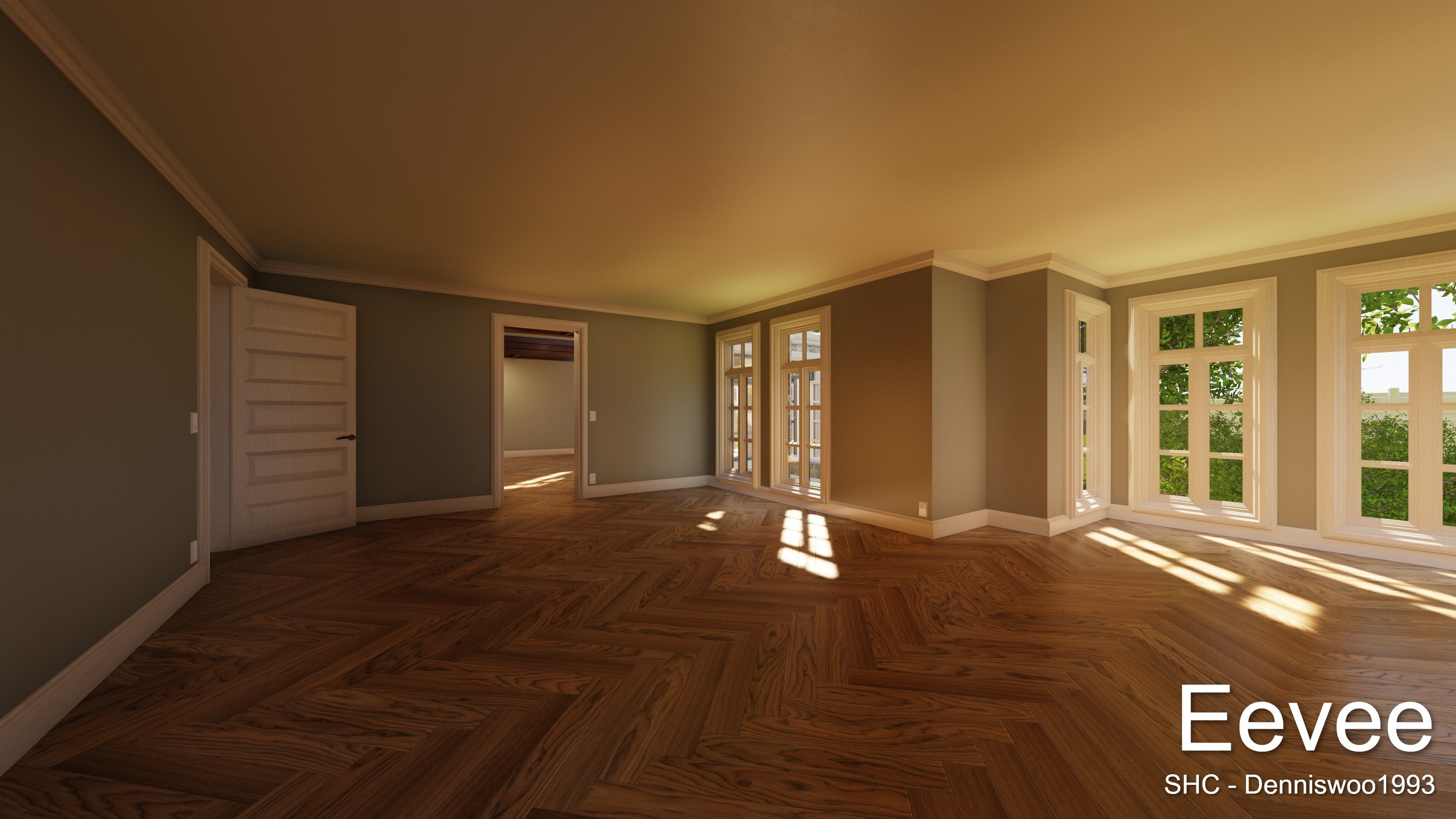 Large Mansion 2021 Blender Eevee and Cycles 1 without furniture Low-poly 3D model_34