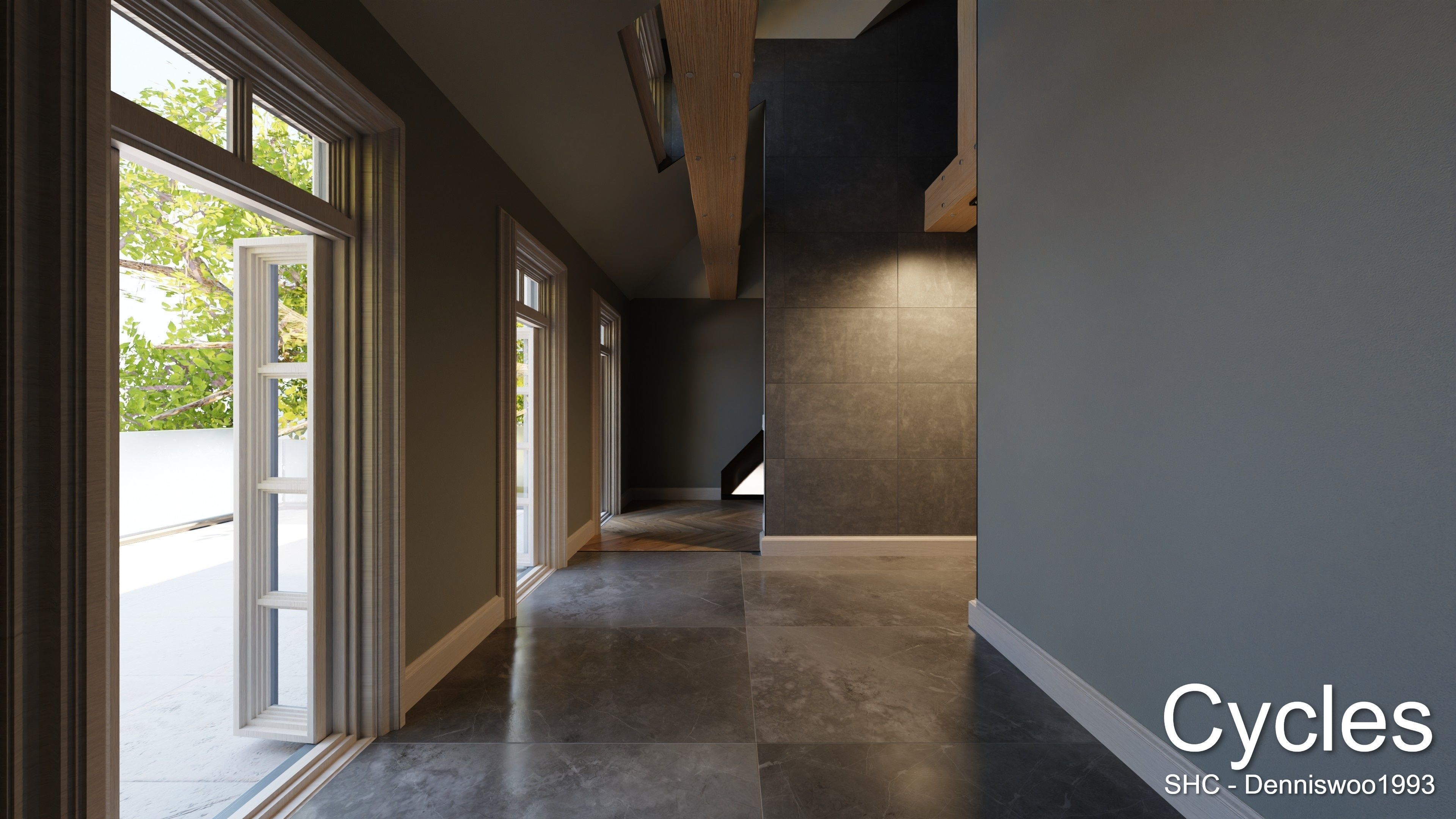 Large Mansion 2021 Blender Eevee and Cycles 1 without furniture Low-poly 3D model_16