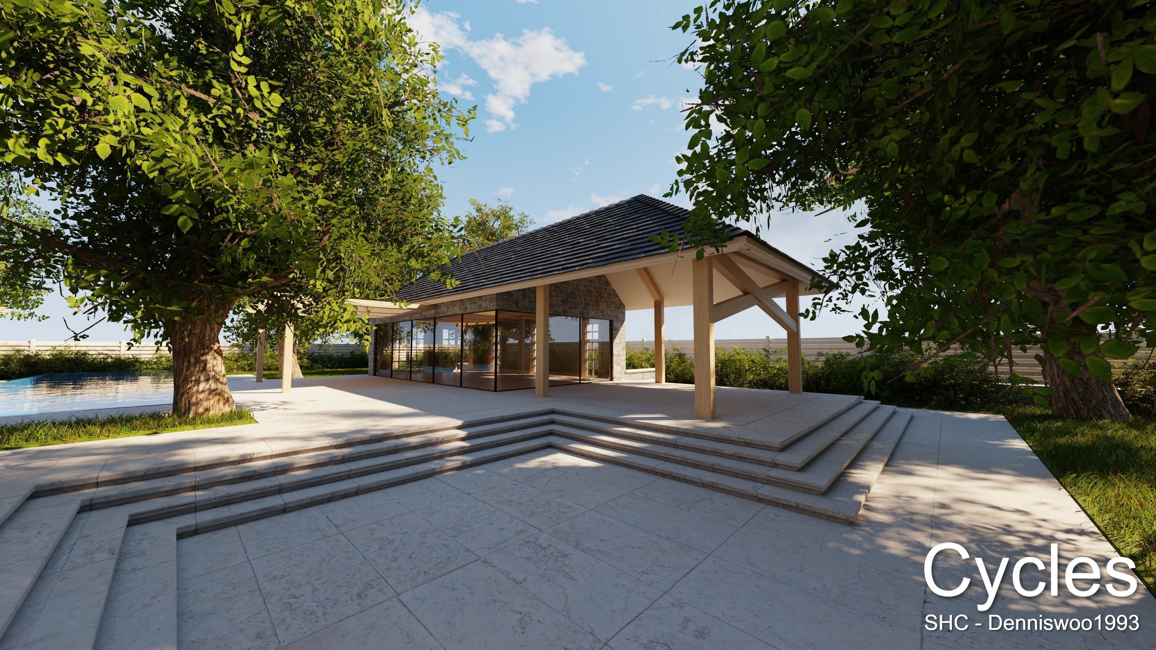 Large Mansion 2021 Blender Eevee and Cycles 1 without furniture Low-poly 3D model_8