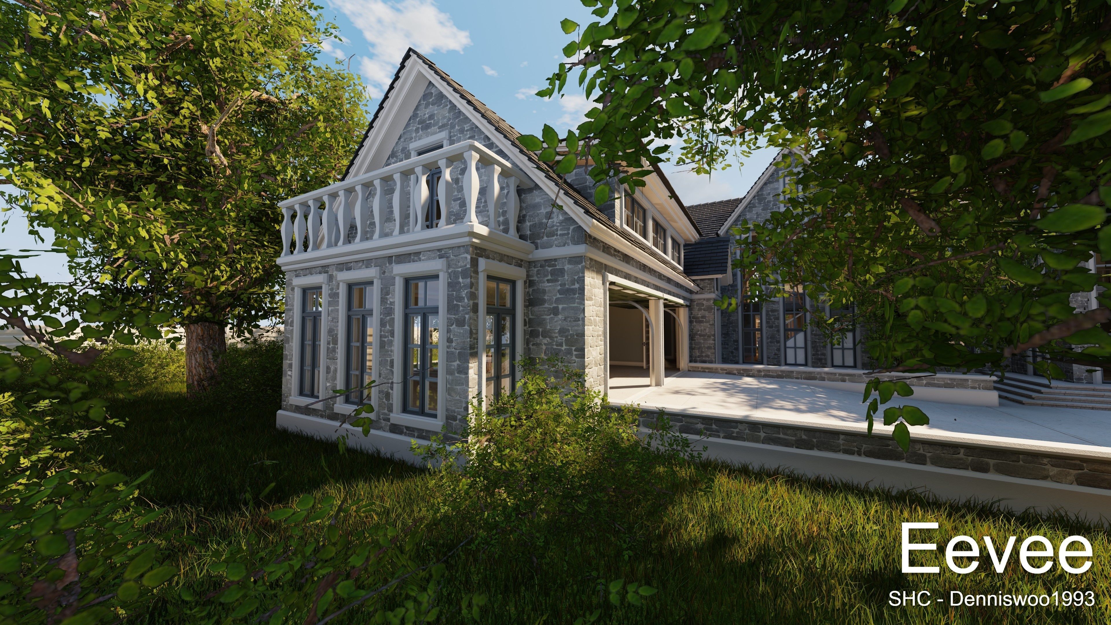 Large Mansion 2021 Blender Eevee and Cycles 1 without furniture Low-poly 3D model_43