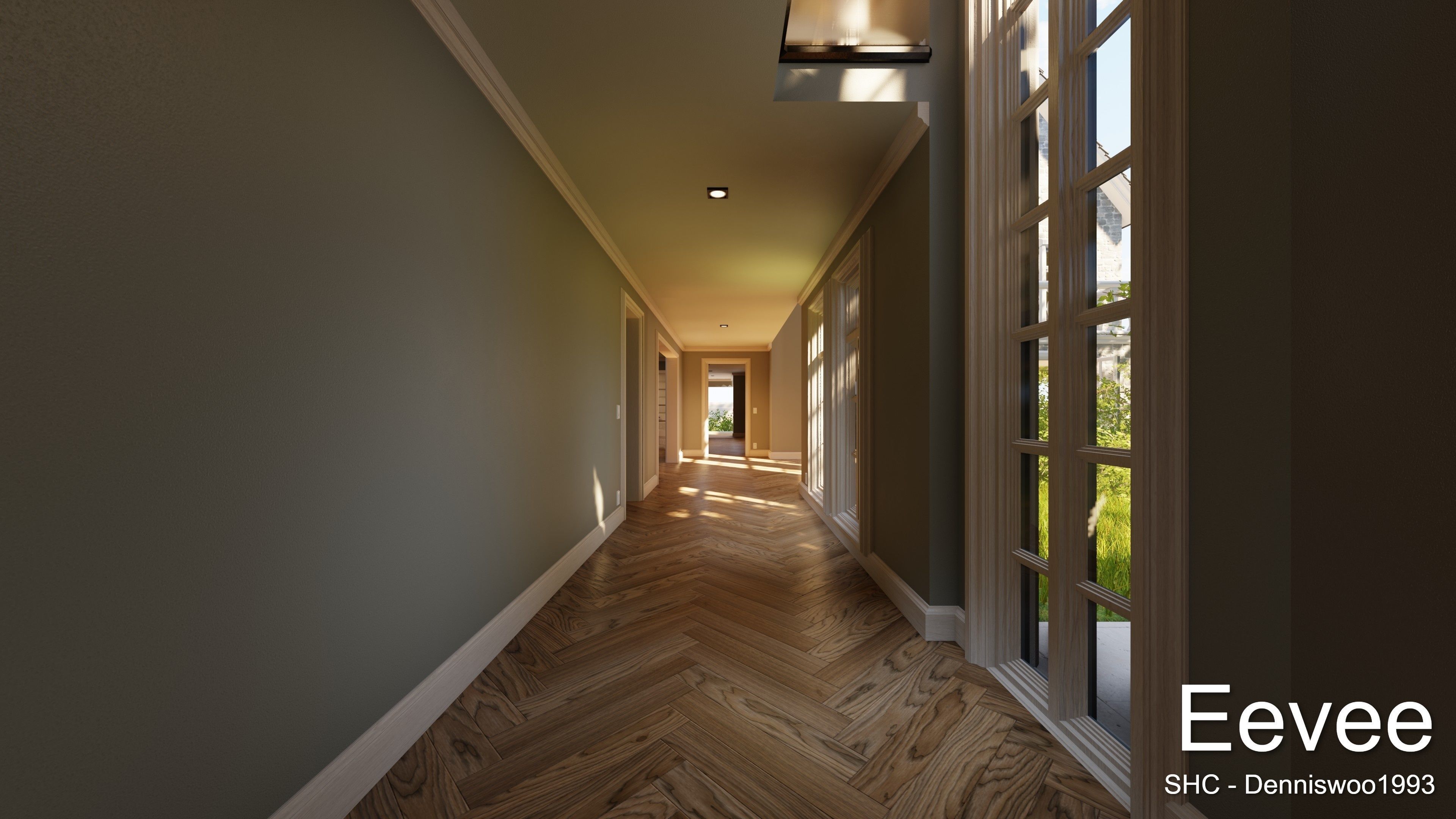 Large Mansion 2021 Blender Eevee and Cycles 1 without furniture Low-poly 3D model_36