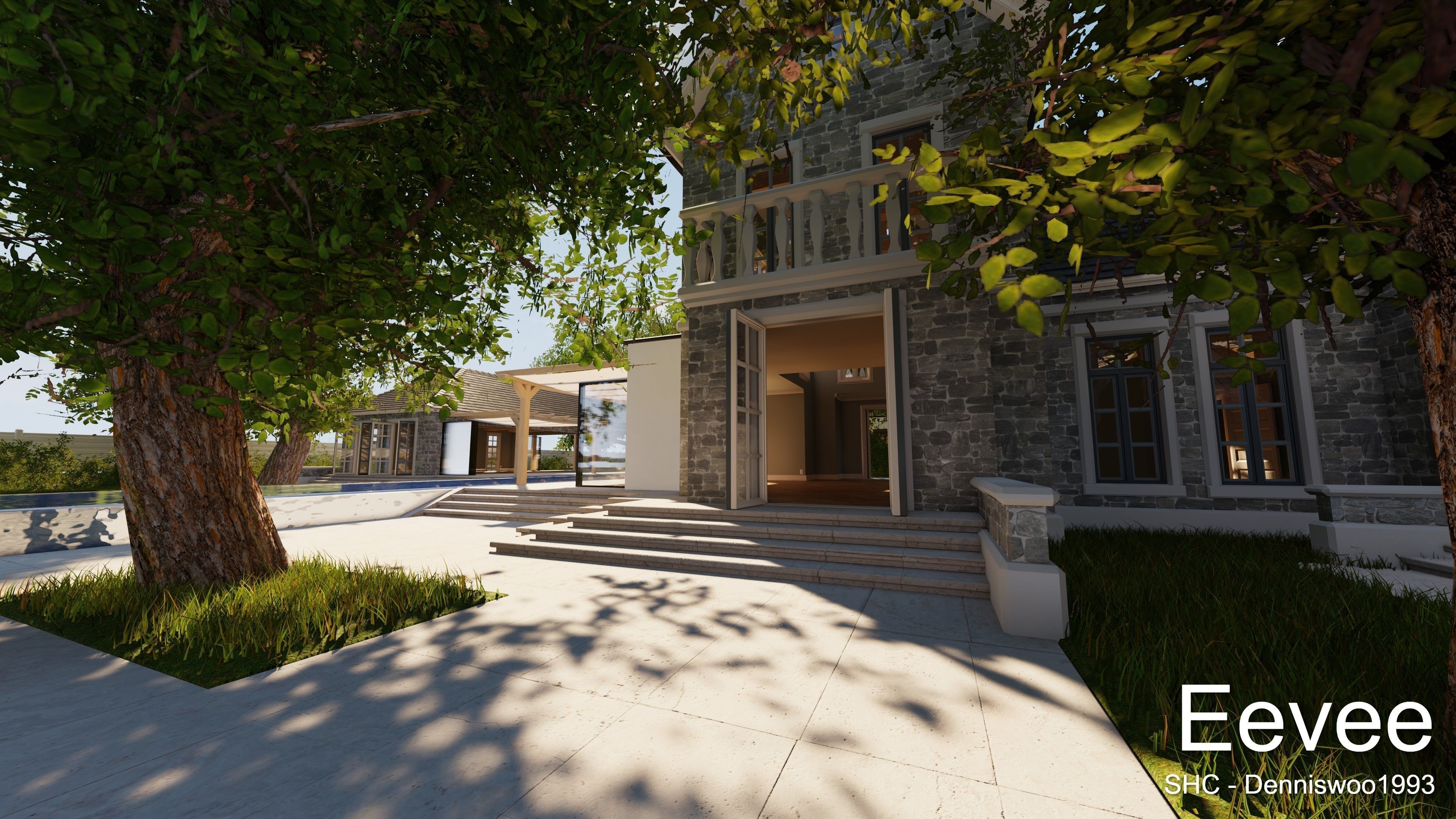 Large Mansion 2021 Blender Eevee and Cycles 1 without furniture Low-poly 3D model_47