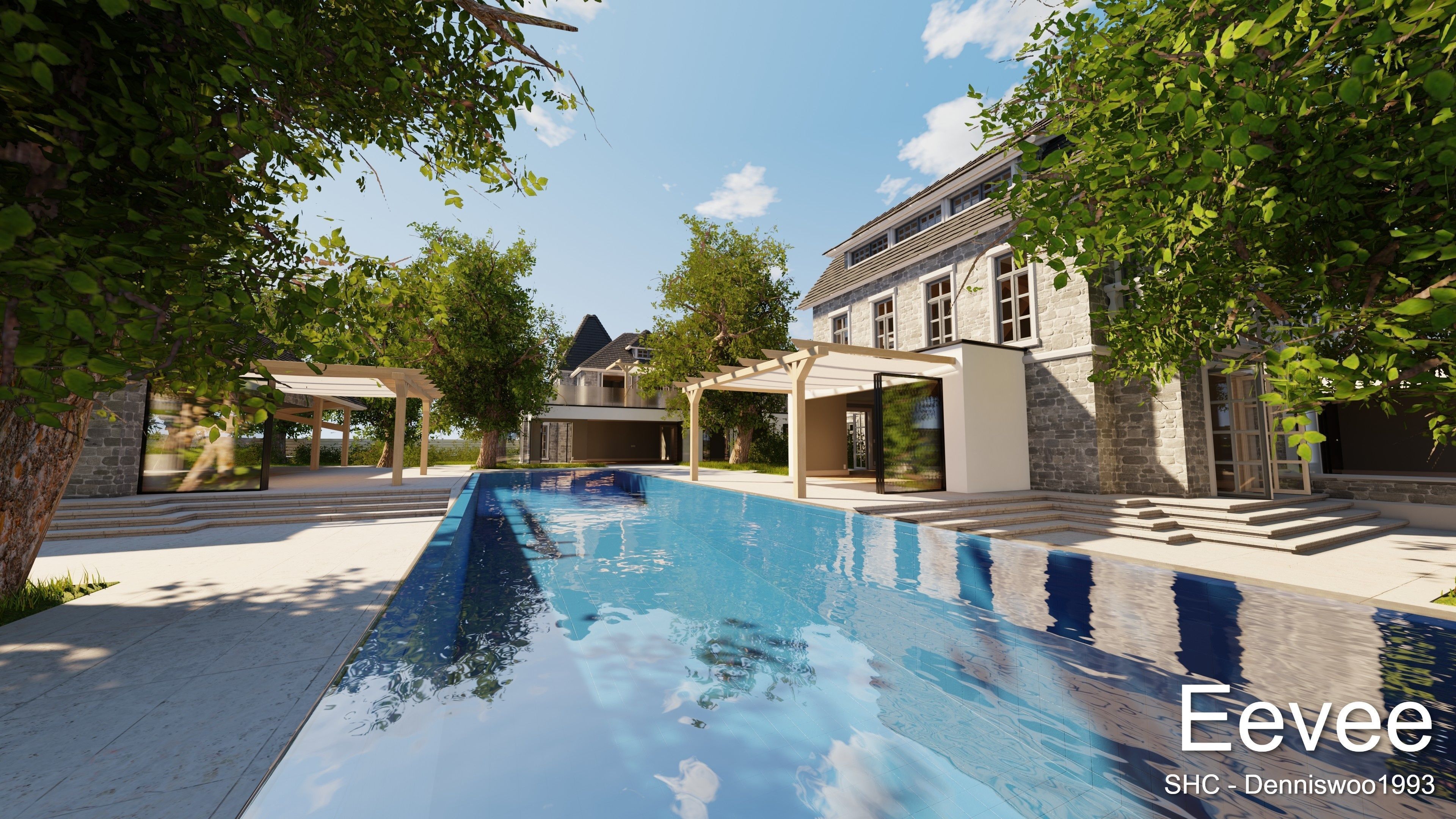 Large Mansion 2021 Blender Eevee and Cycles 1 without furniture Low-poly 3D model_46