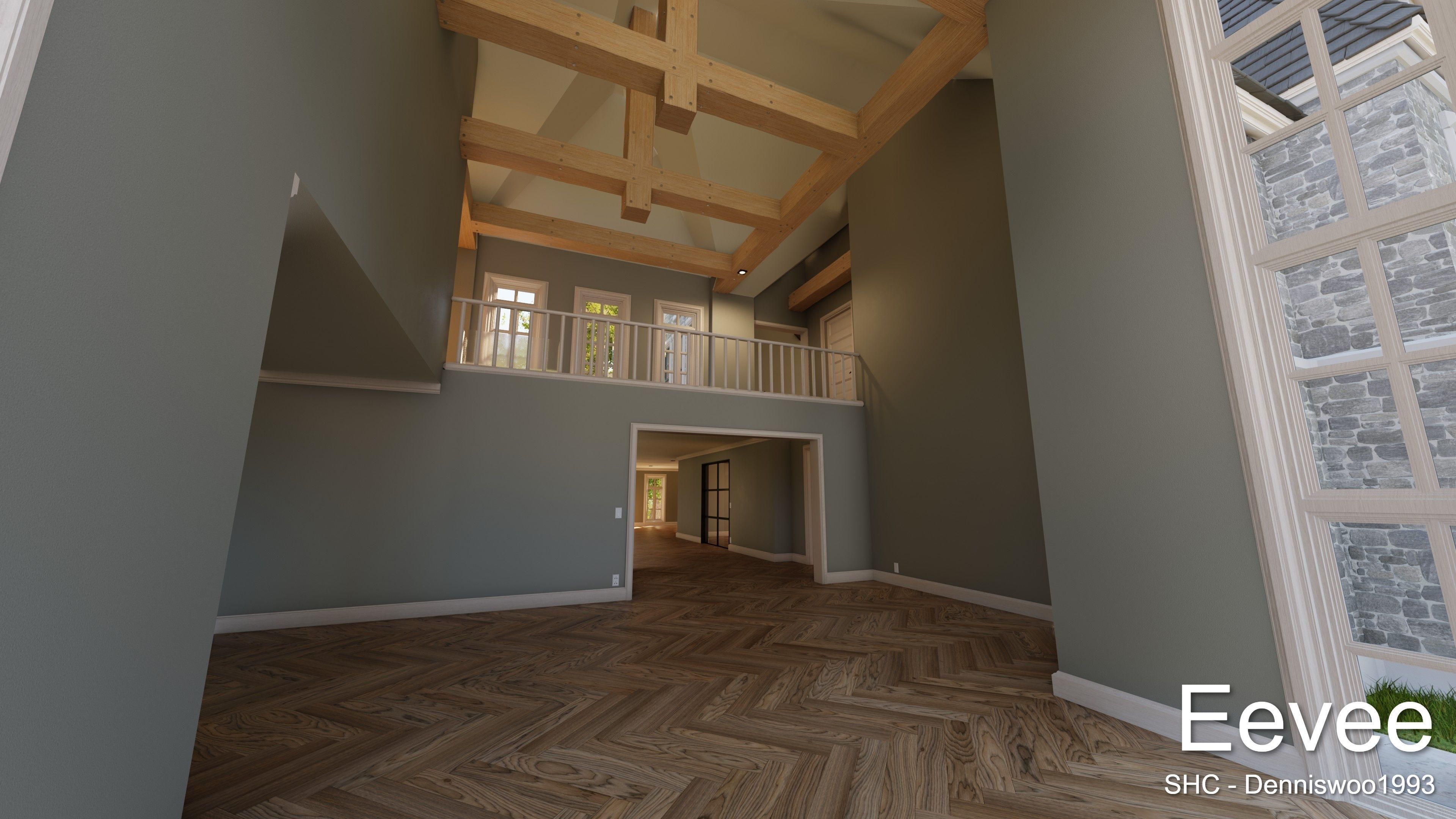 Large Mansion 2021 Blender Eevee and Cycles 1 without furniture Low-poly 3D model_26