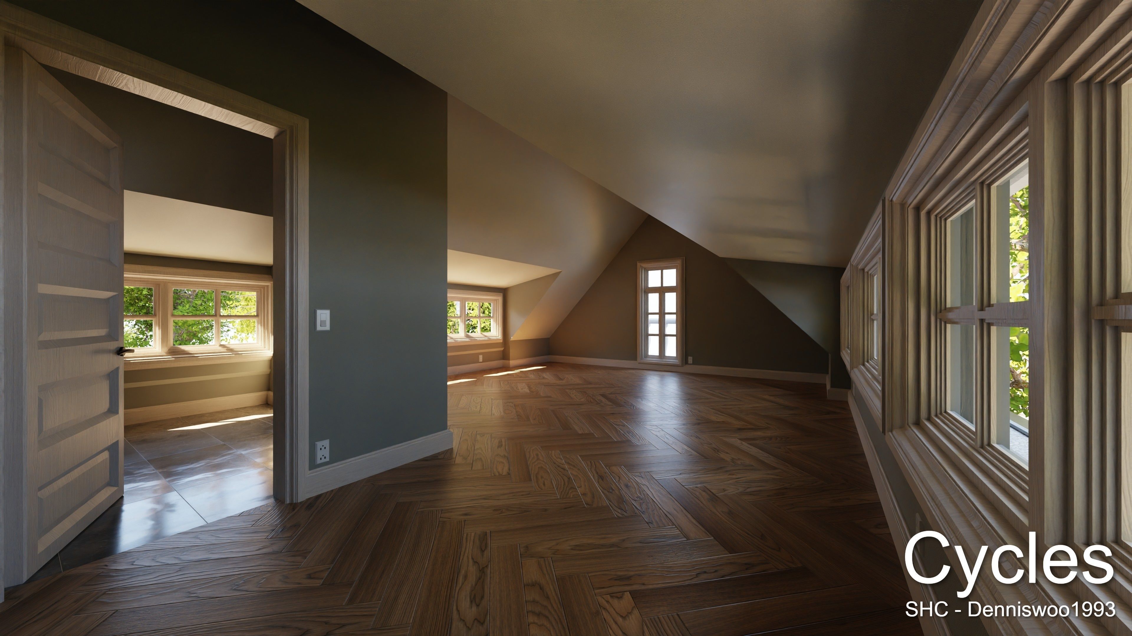 Large Mansion 2021 Blender Eevee and Cycles 1 without furniture Low-poly 3D model_12