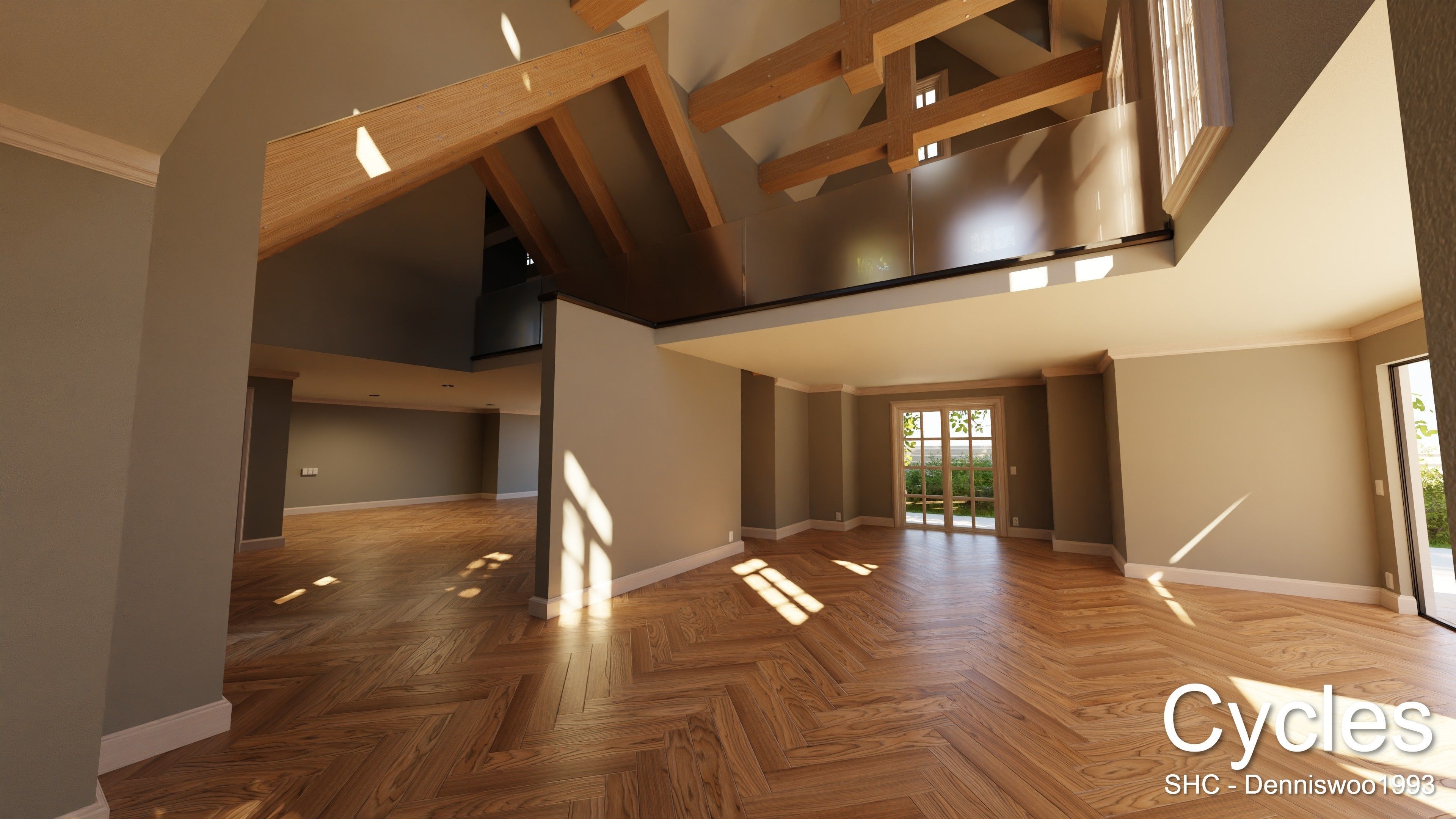 Large Mansion 2021 Blender Eevee and Cycles 1 without furniture Low-poly 3D model_2