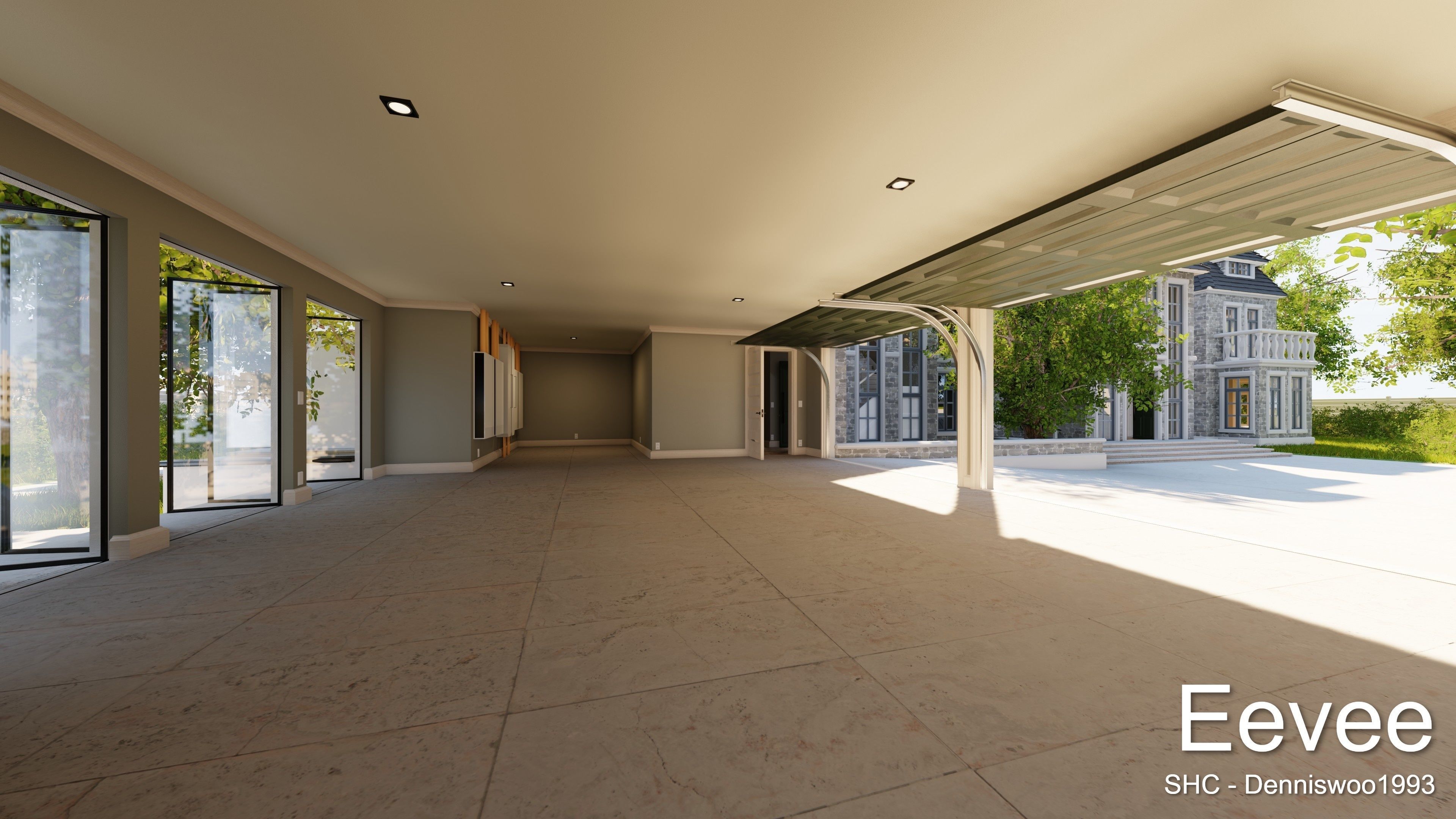 Large Mansion 2021 Blender Eevee and Cycles 1 without furniture Low-poly 3D model_40