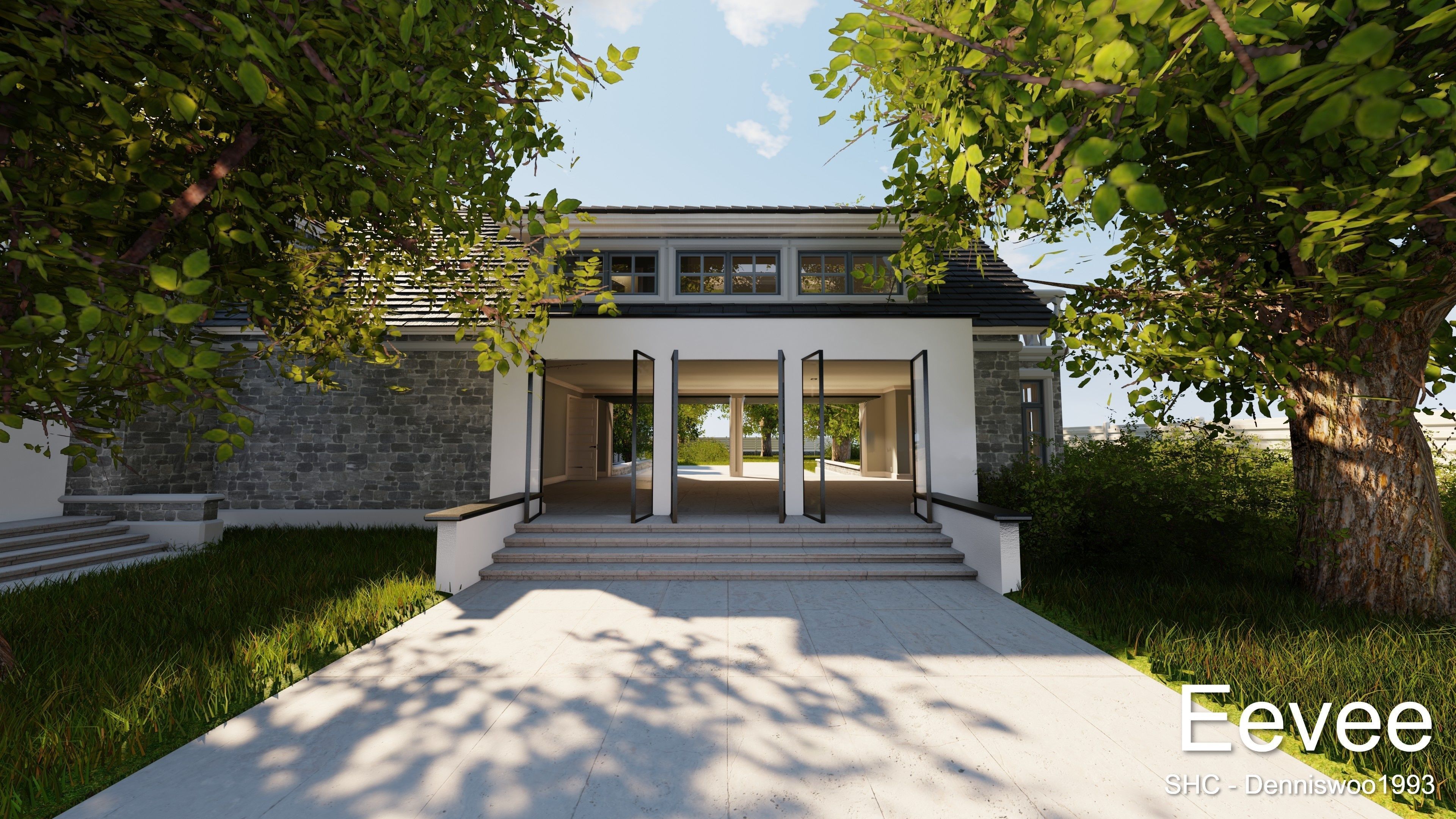 Large Mansion 2021 Blender Eevee and Cycles 1 without furniture Low-poly 3D model_41