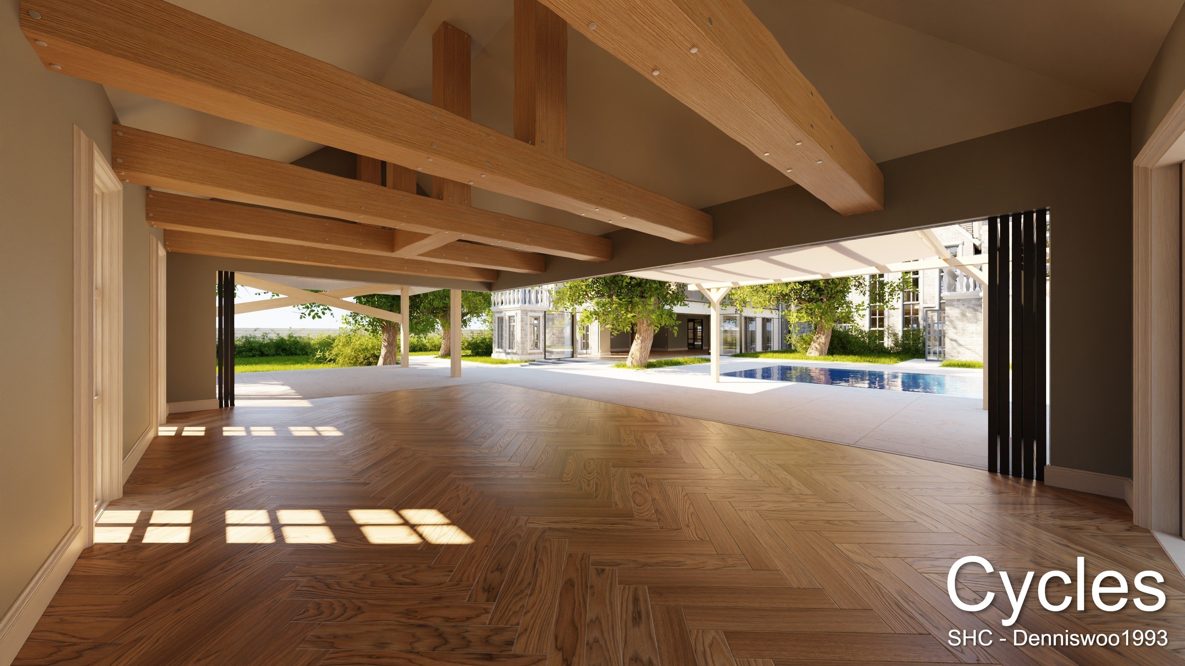 Large Mansion 2021 Blender Eevee and Cycles 1 without furniture Low-poly 3D model_18