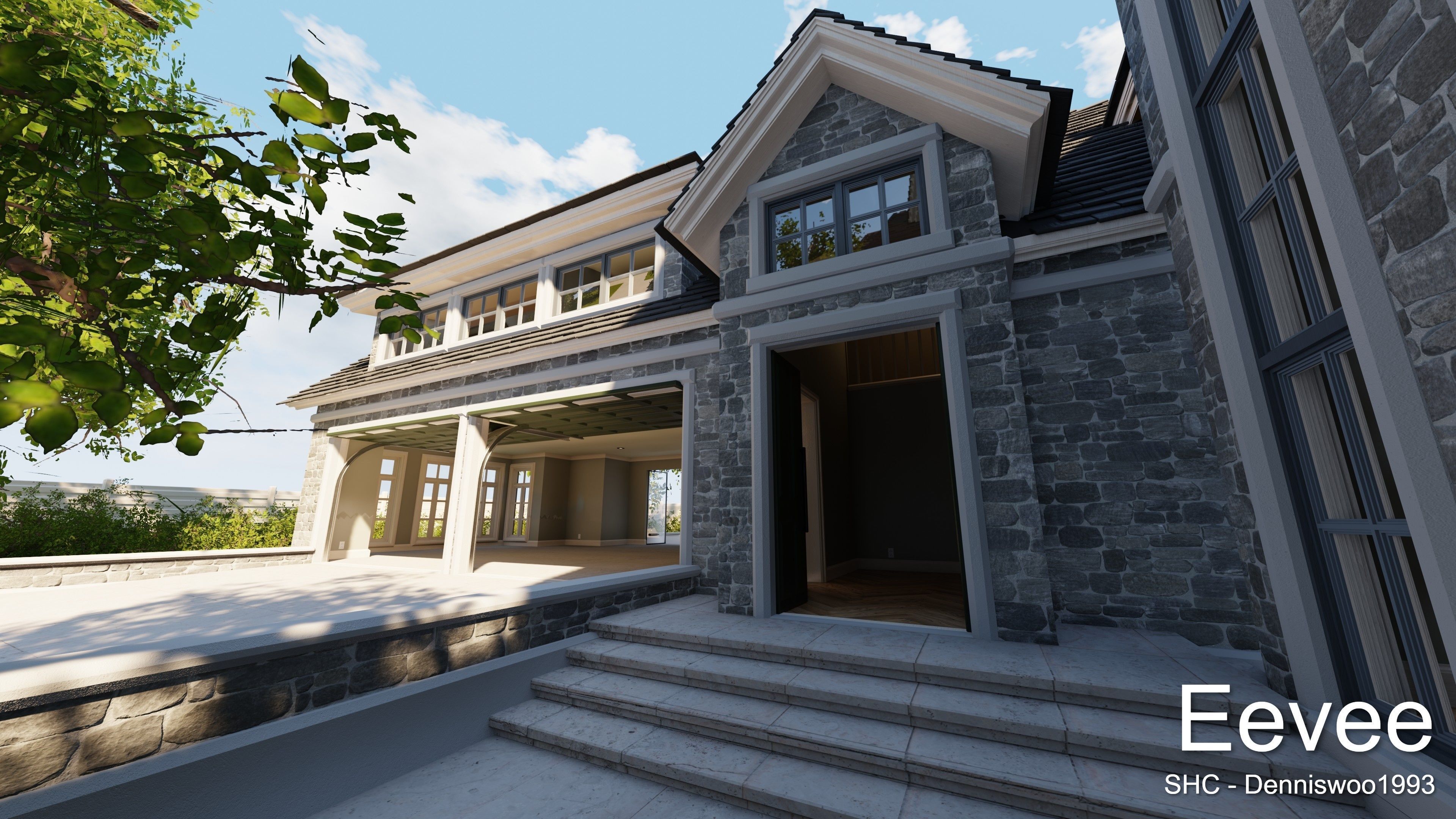 Large Mansion 2021 Blender Eevee and Cycles 1 without furniture Low-poly 3D model_39