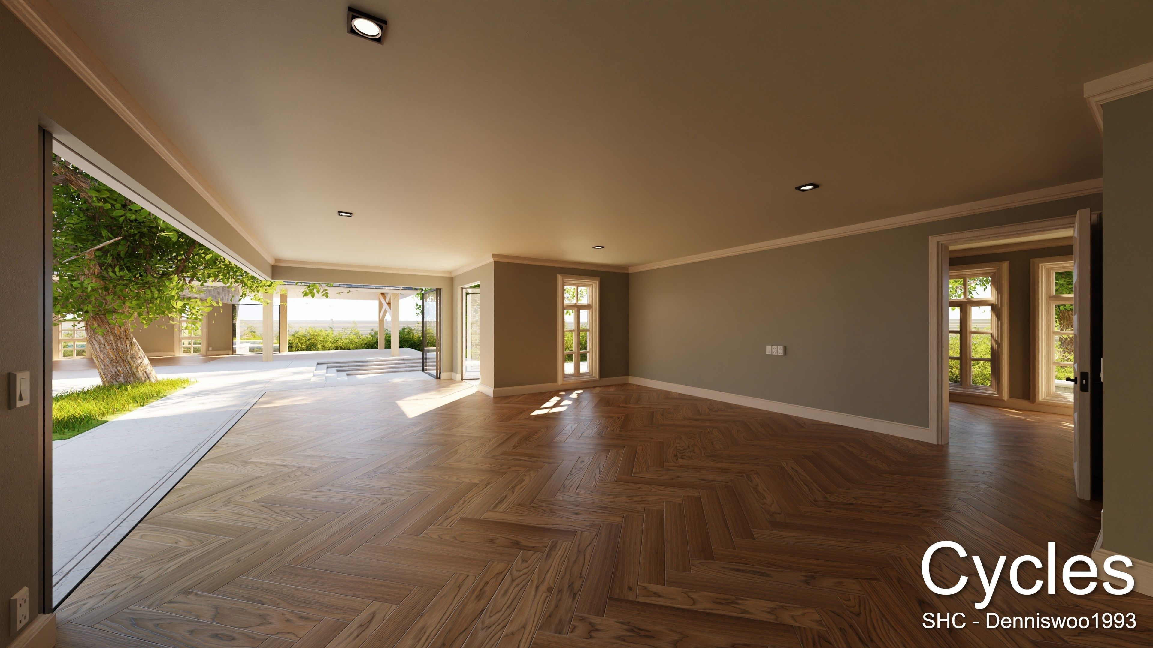 Large Mansion 2021 Blender Eevee and Cycles 1 without furniture Low-poly 3D model_9