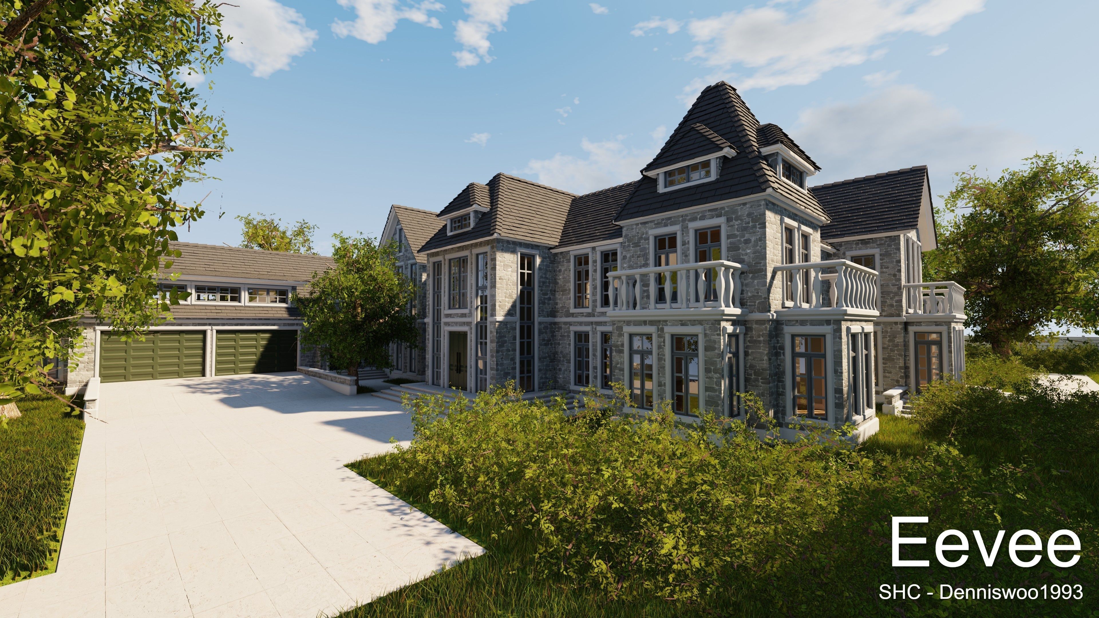 Large Mansion 2021 Blender Eevee and Cycles 1 without furniture Low-poly 3D model_27