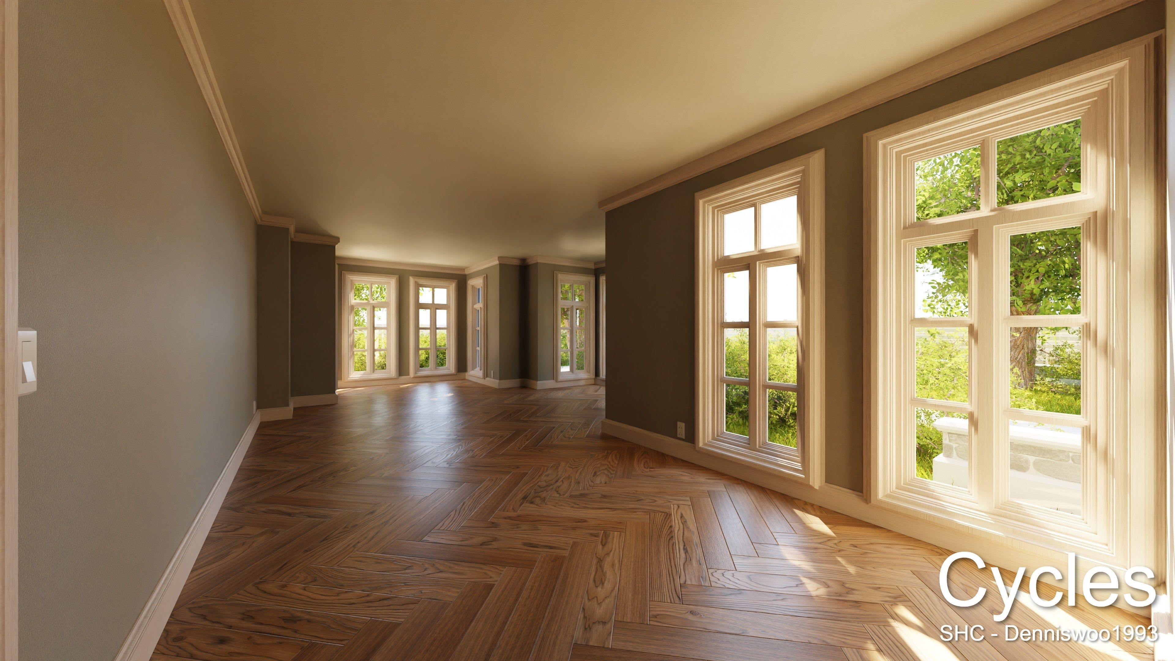 Large Mansion 2021 Blender Eevee and Cycles 1 without furniture Low-poly 3D model_17