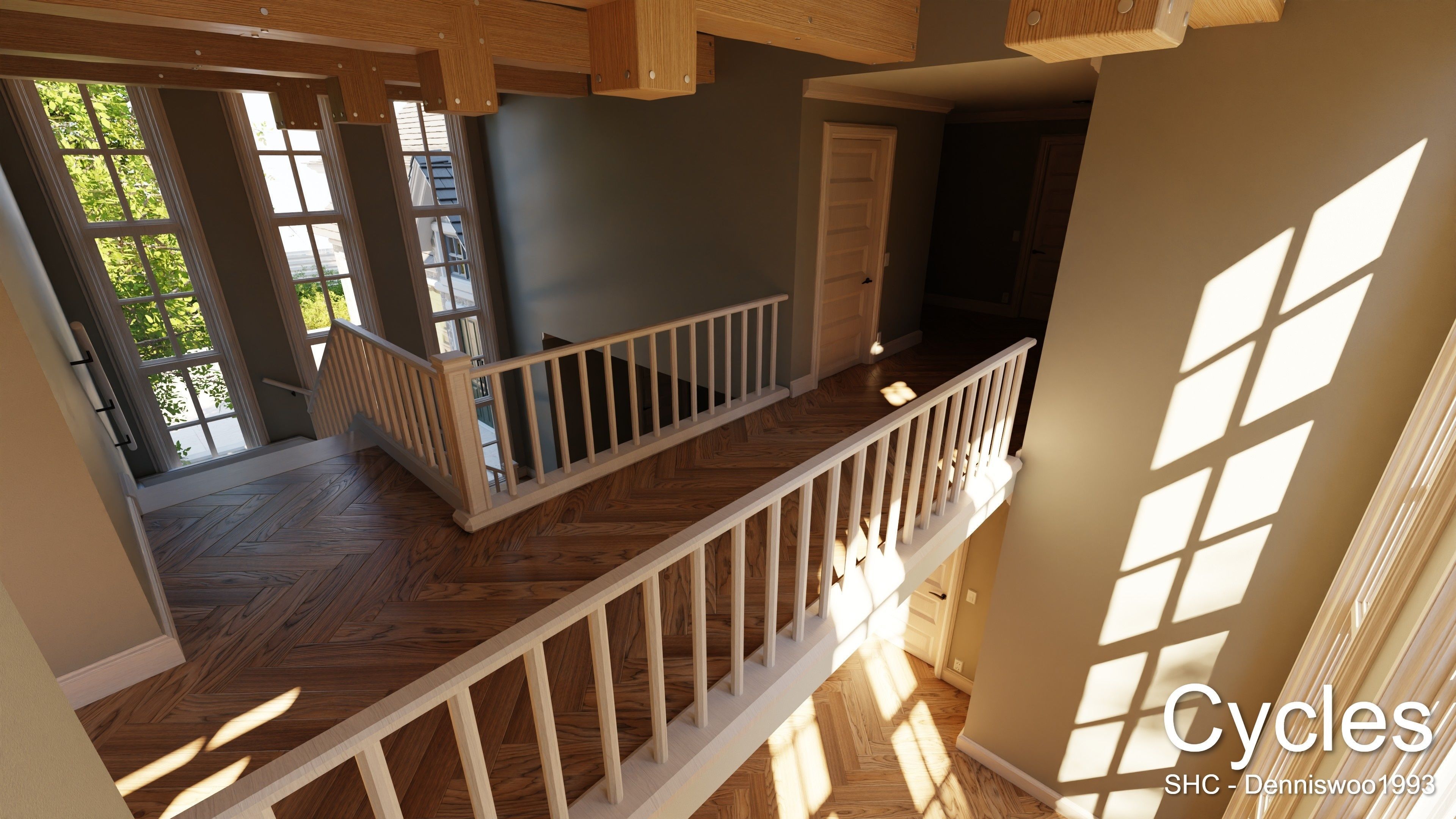 Large Mansion 2021 Blender Eevee and Cycles 1 without furniture Low-poly 3D model_21