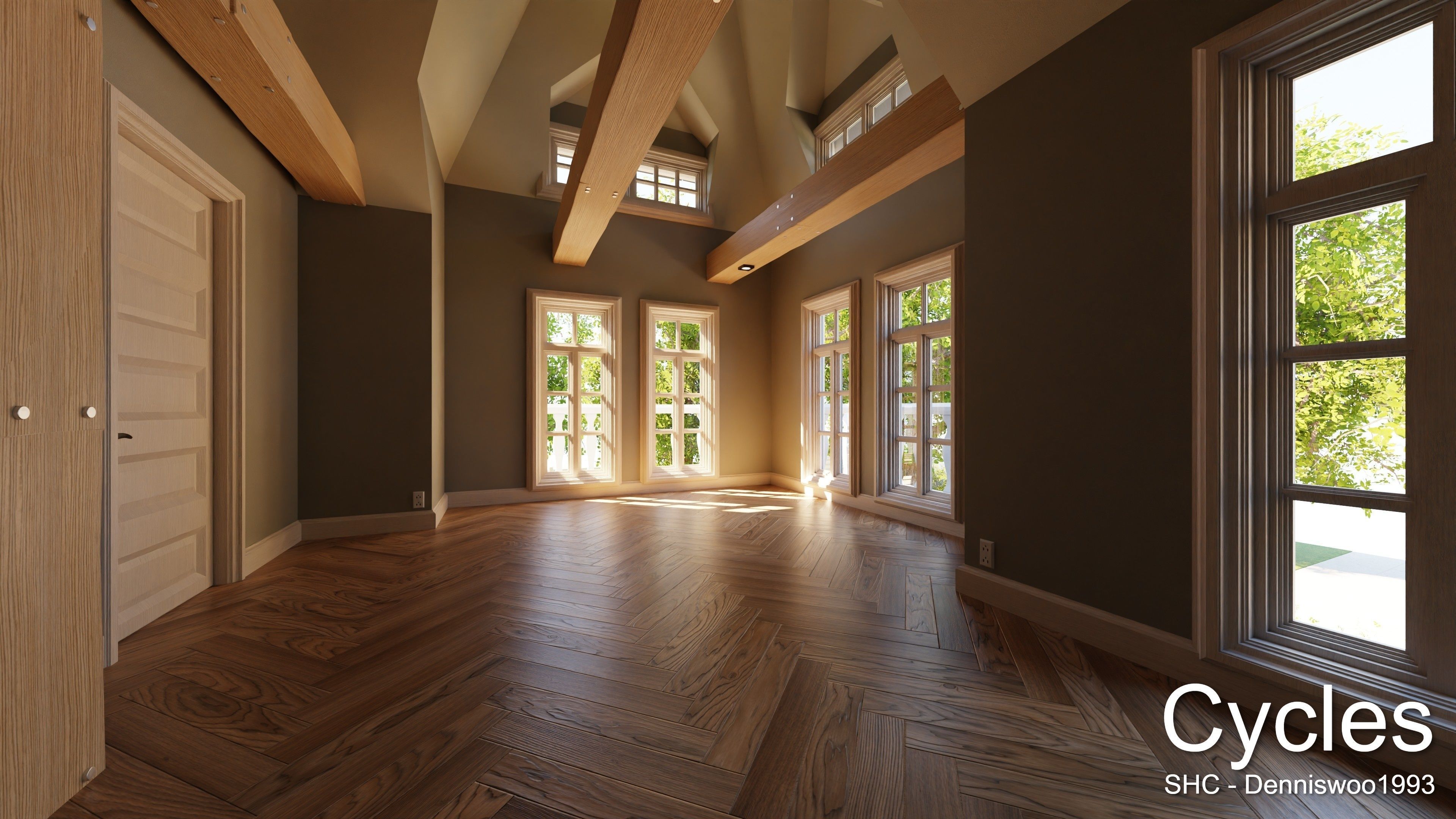 Large Mansion 2021 Blender Eevee and Cycles 1 without furniture Low-poly 3D model_7