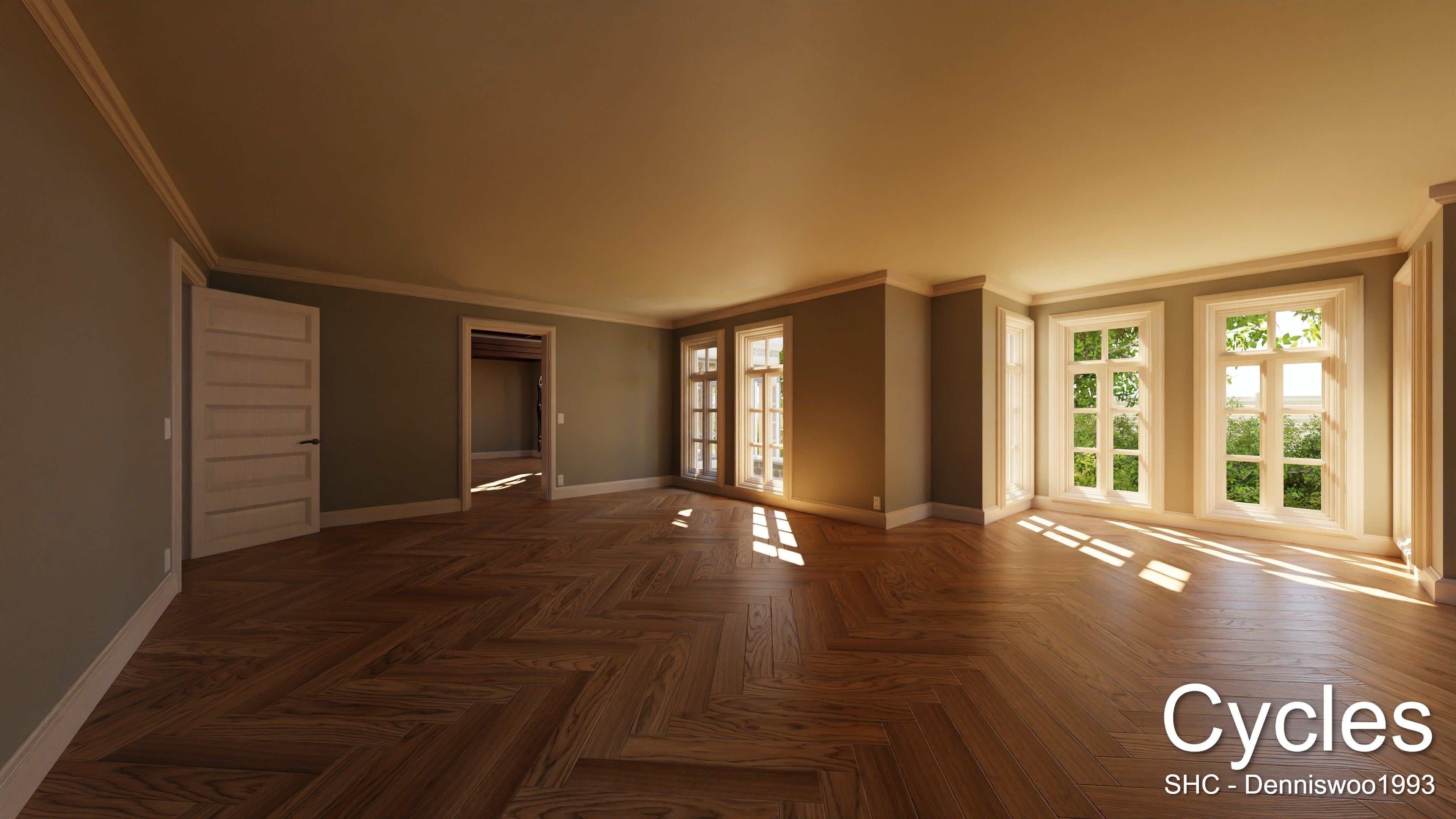 Large Mansion 2021 Blender Eevee and Cycles 1 without furniture Low-poly 3D model_14