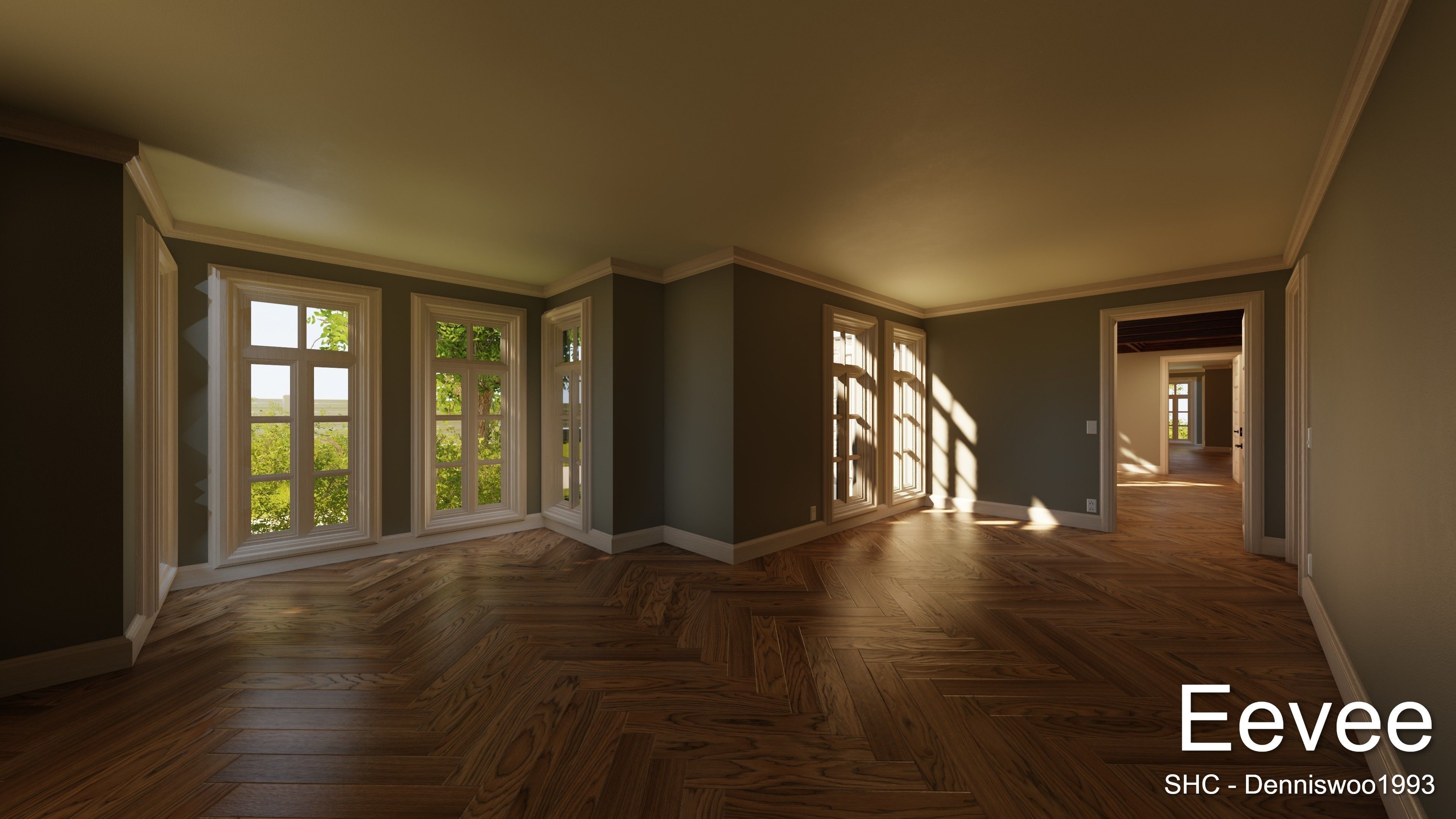 Large Mansion 2021 Blender Eevee and Cycles 1 without furniture Low-poly 3D model_32