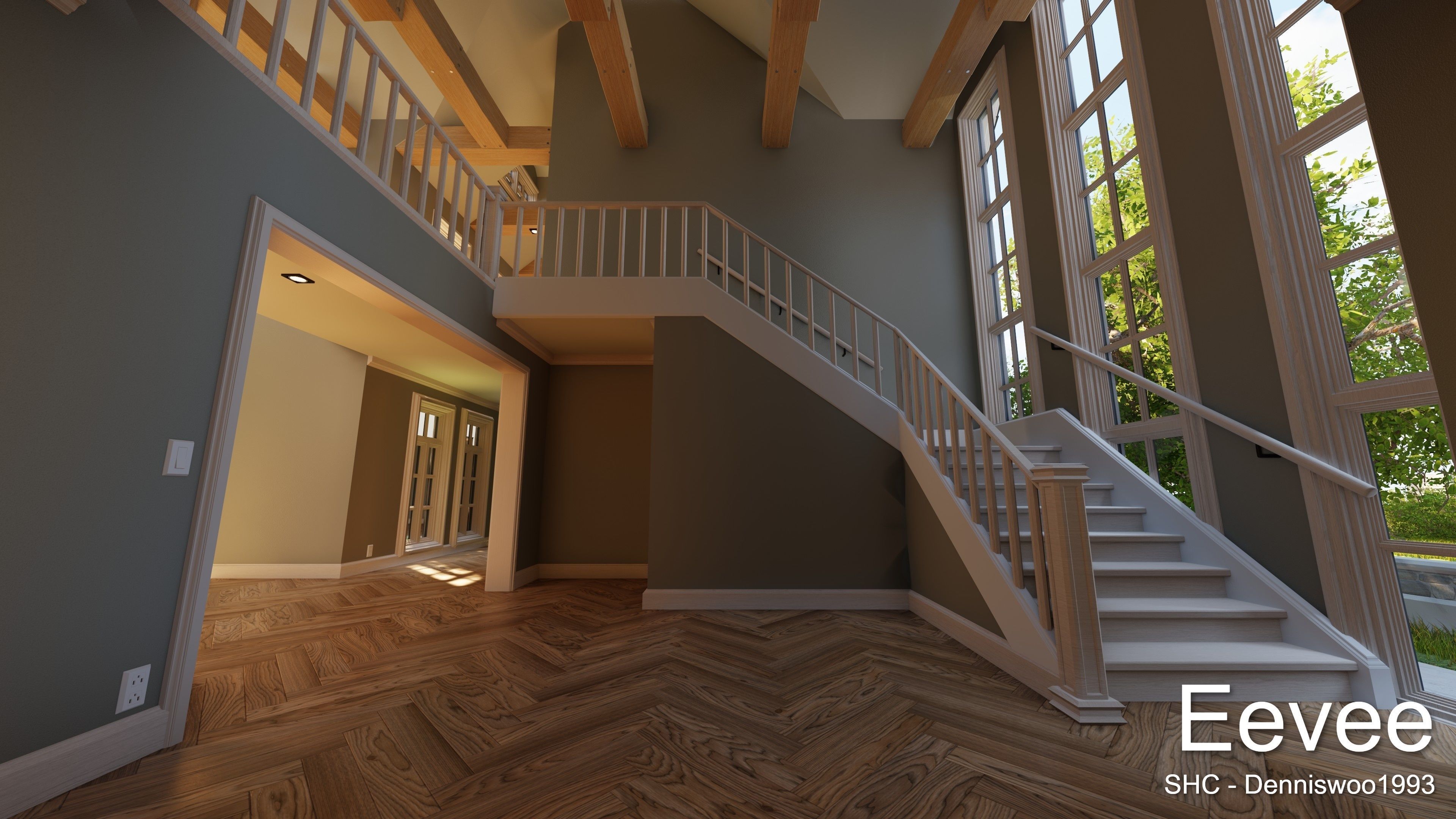 Large Mansion 2021 Blender Eevee and Cycles 1 without furniture Low-poly 3D model_38