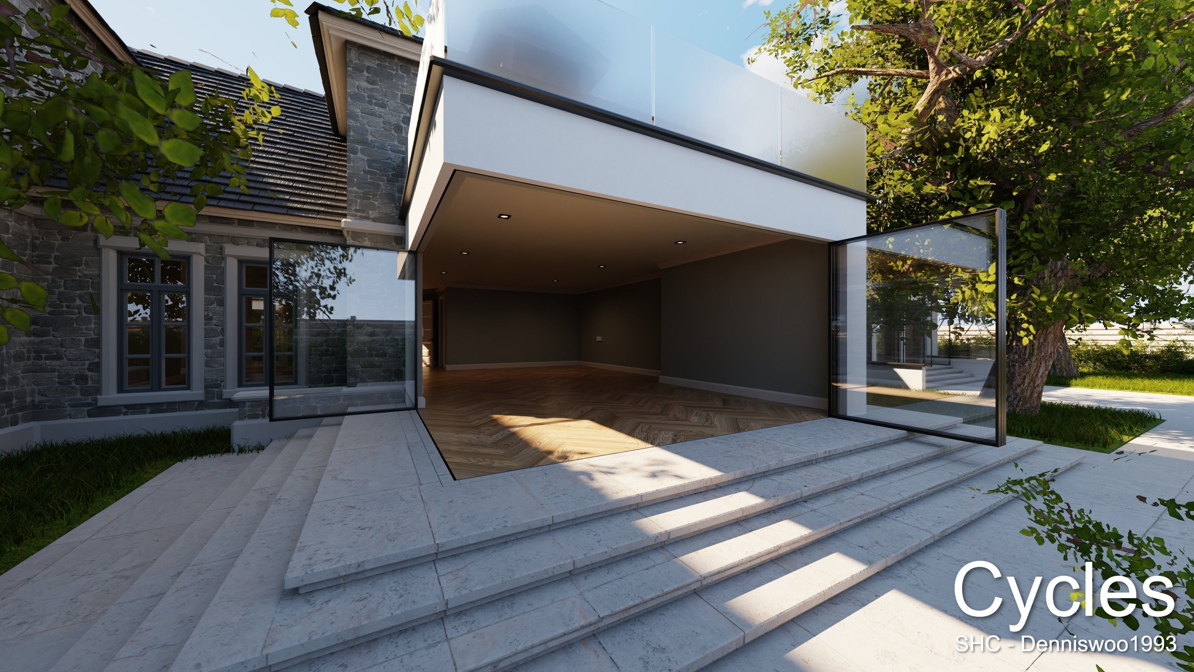 Large Mansion 2021 Blender Eevee and Cycles 1 without furniture Low-poly 3D model_10