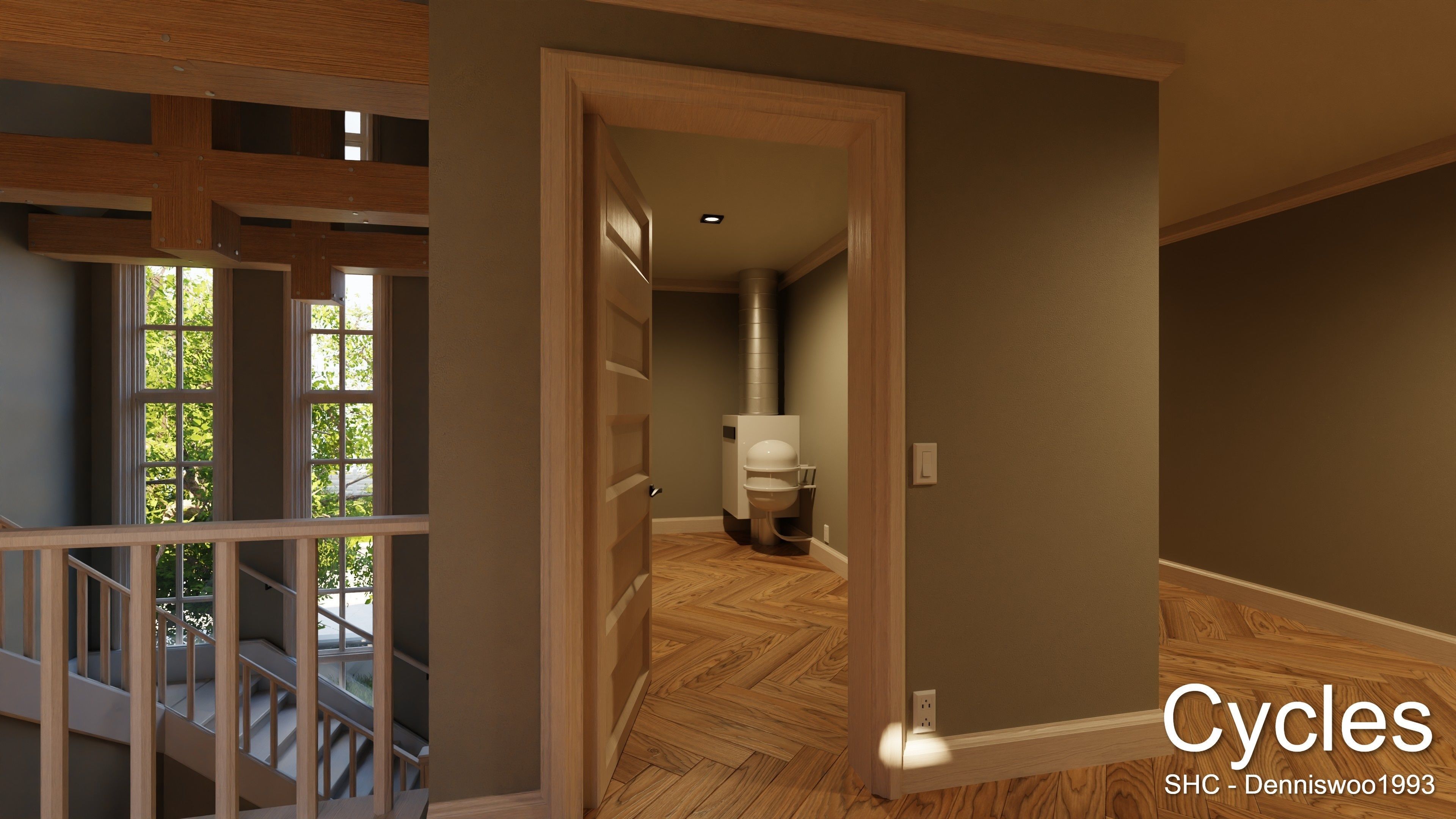 Large Mansion 2021 Blender Eevee and Cycles 1 without furniture Low-poly 3D model_22