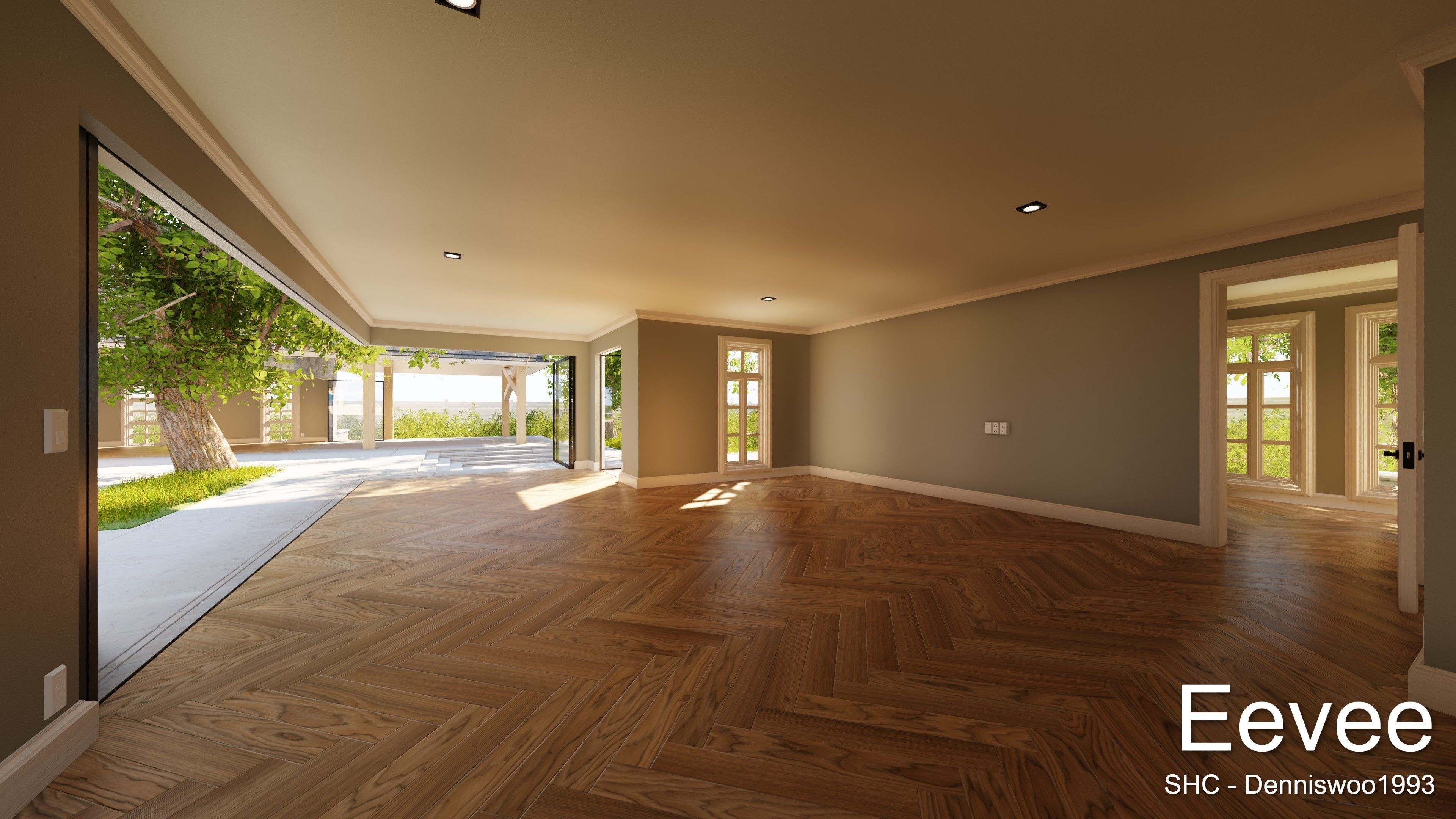 Large Mansion 2021 Blender Eevee and Cycles 1 without furniture Low-poly 3D model_29