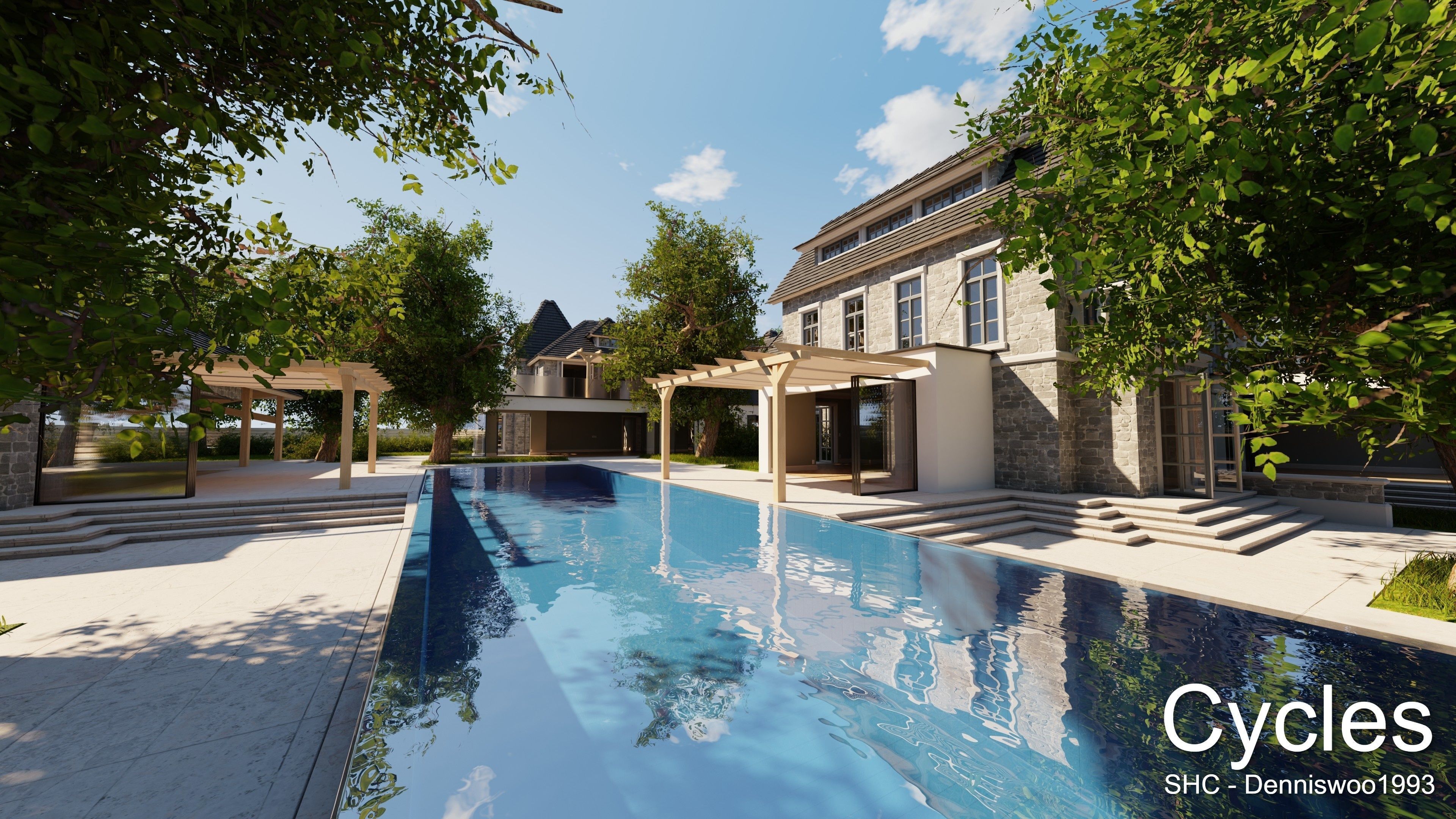 Large Mansion 2021 Blender Eevee and Cycles 1 without furniture Low-poly 3D model_5