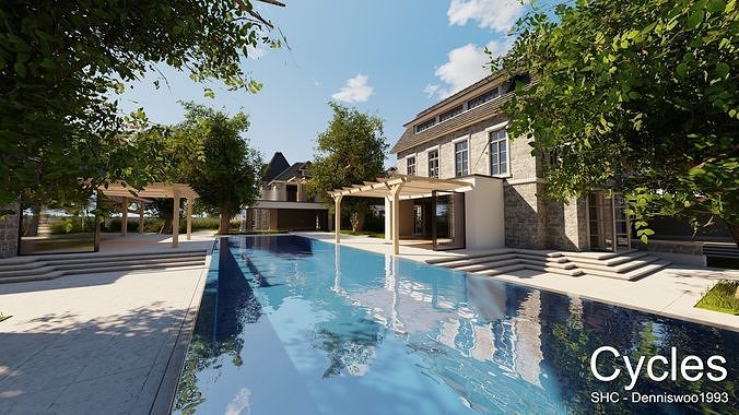 Large Mansion 2021 Blender Eevee and Cycles 1 without furniture Low-poly 3D model 5