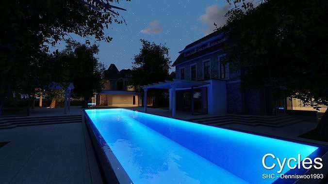 Large Mansion 2021 Blender Eevee and Cycles 1 without furniture Low-poly 3D model 6