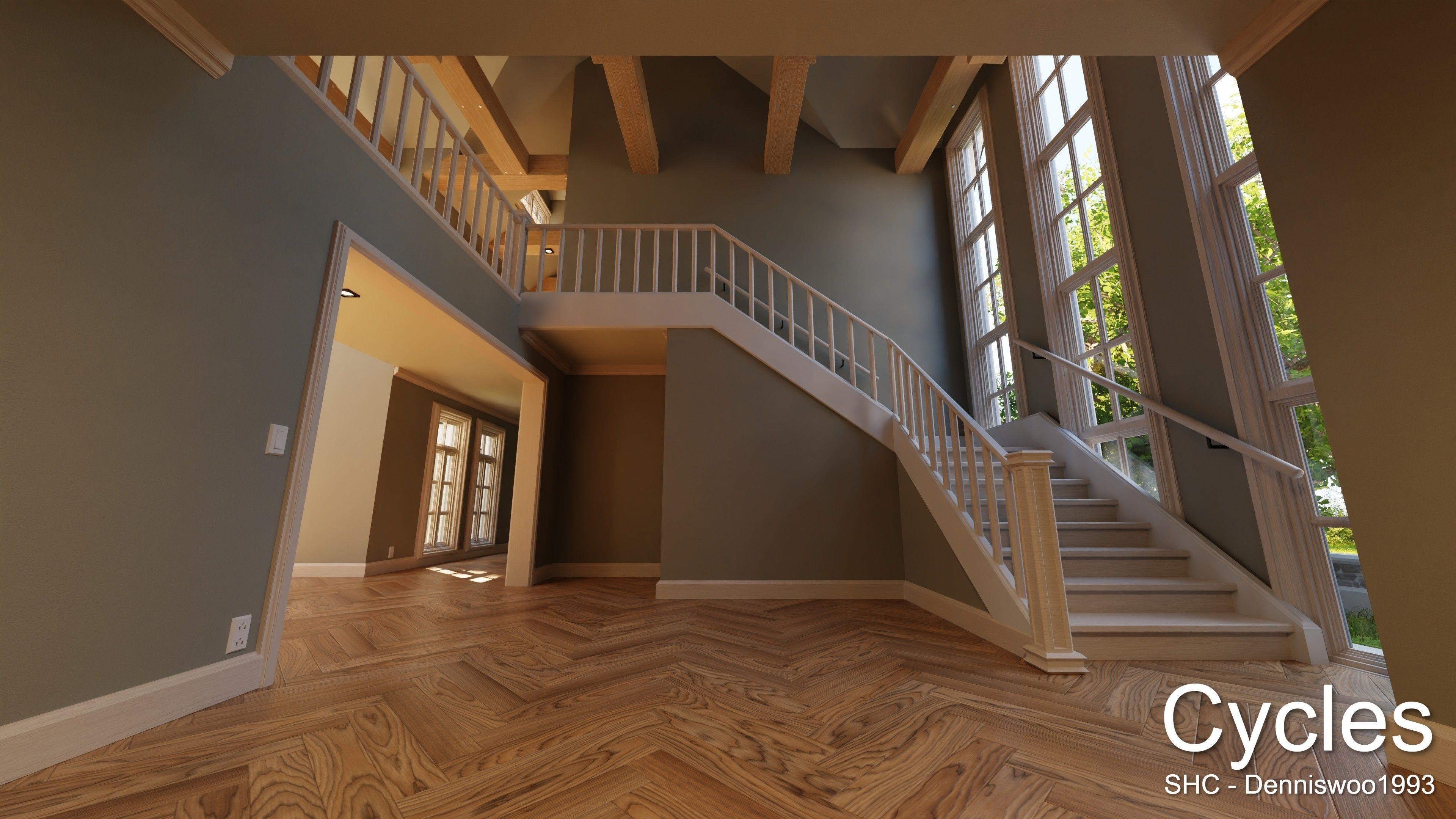 Large Mansion 2021 Blender Eevee and Cycles 1 without furniture Low-poly 3D model_13