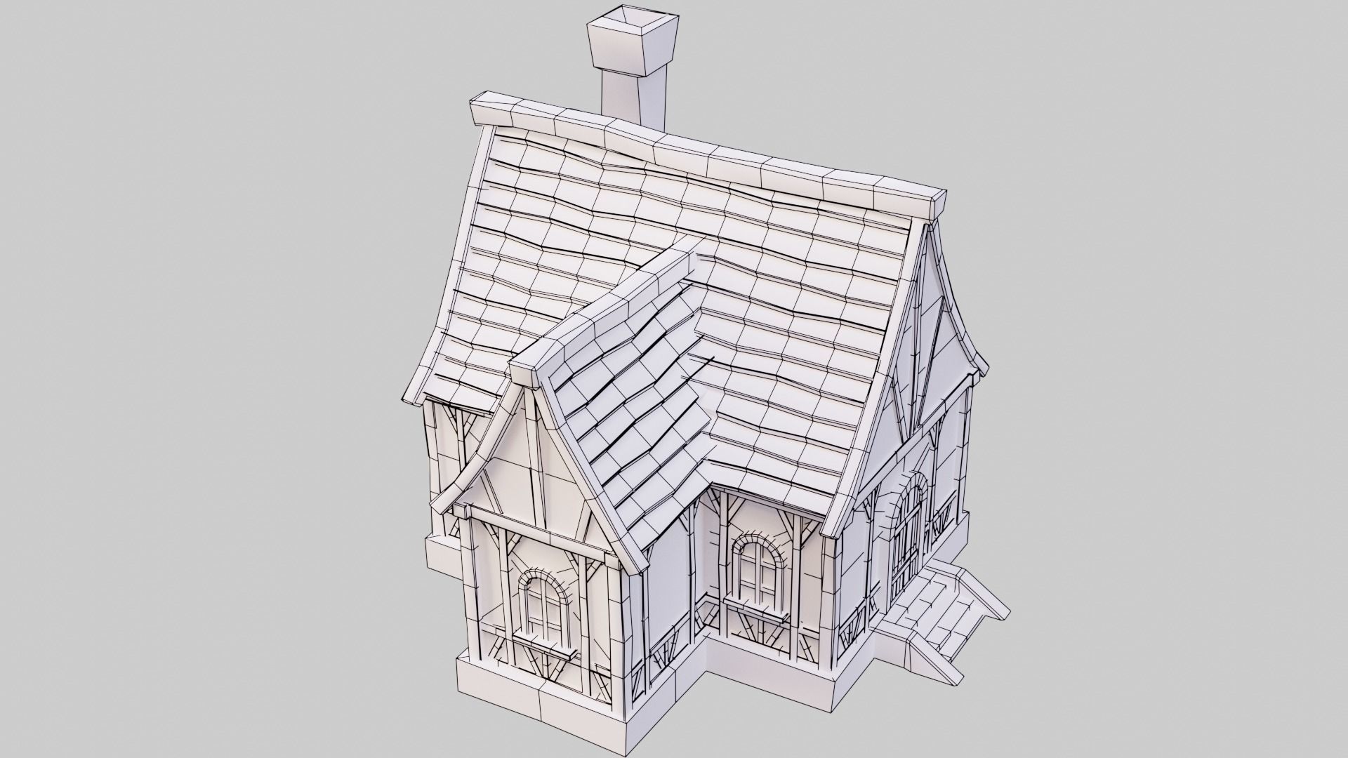 Medieval House Free low-poly 3D model_2