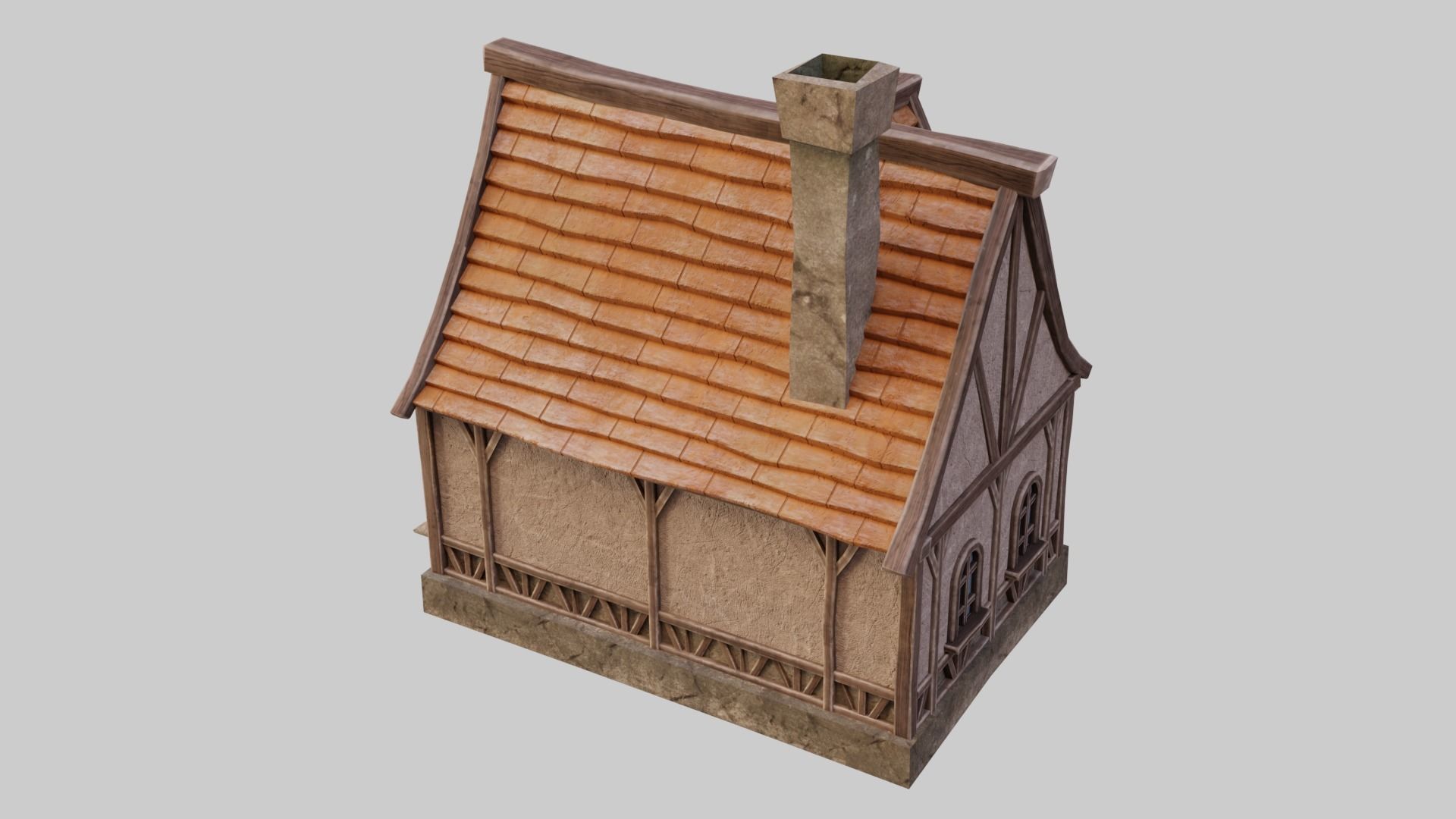 Medieval House Free low-poly 3D model_1