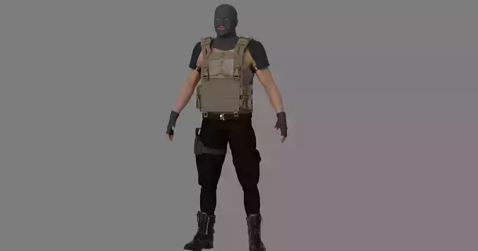 Terrorist Model soldier wearing mask