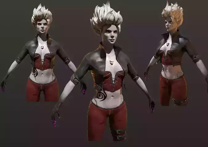 Daemonic Full Body Female Character  - Gameready 
