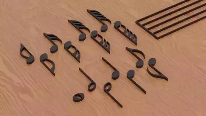 Musical Notes 1 Low-poly 3D model