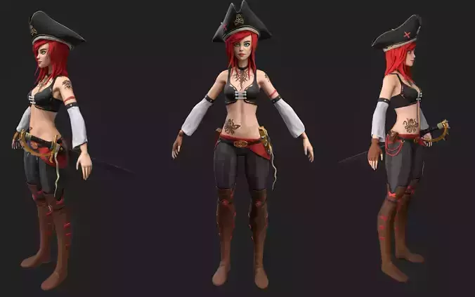 Female Pirate Girl - Gameready