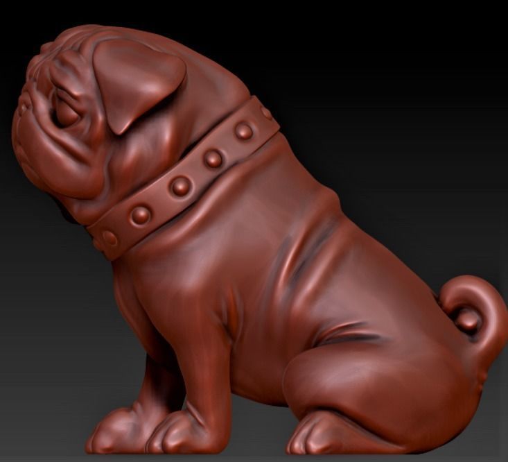 Pug 3d model dog statue 3D print model_2